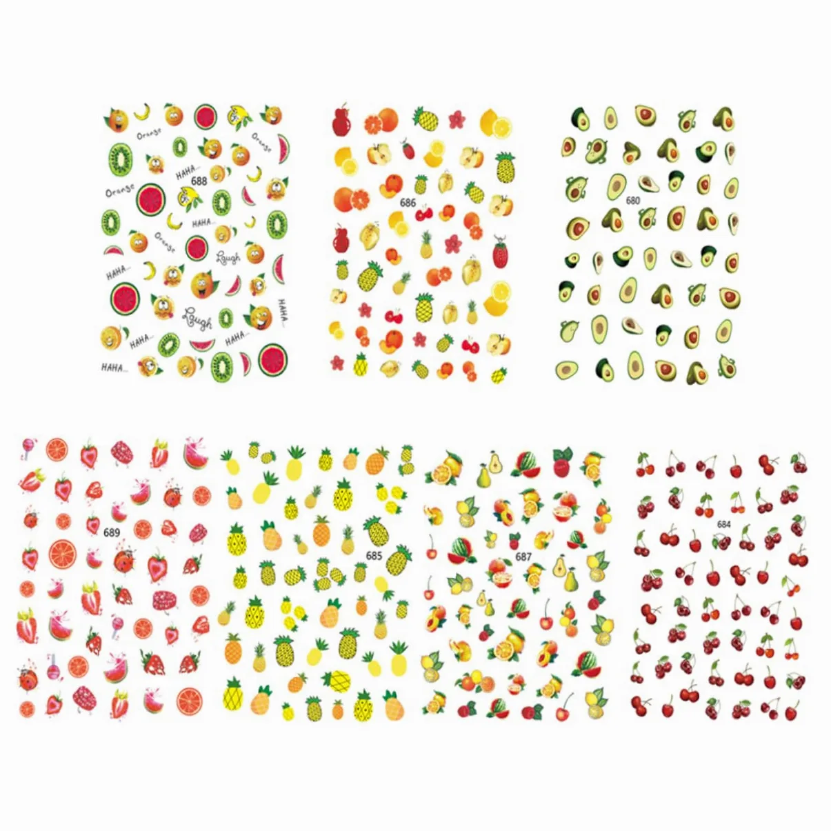3 Set Adesivi Unghie Tema Frutta Con Design Per Decorazioni Manicure Applicazione Facile E Creativa Per Donne E Ragazze Casual 12 Fogli*3