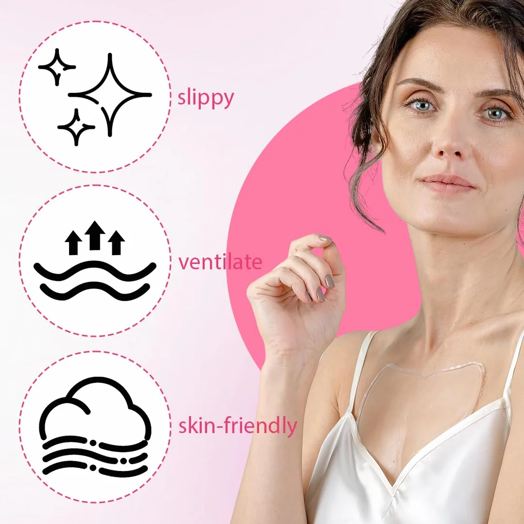 2 Pezzi Cuscinetti per Petto in Silicone, Tamponi Antirughe del Torace, Cerotto Silicone, Copricapezzoli Silicone, Cerotti Antirughe in Silicone Riutilizzabili, per Donne Ragazze