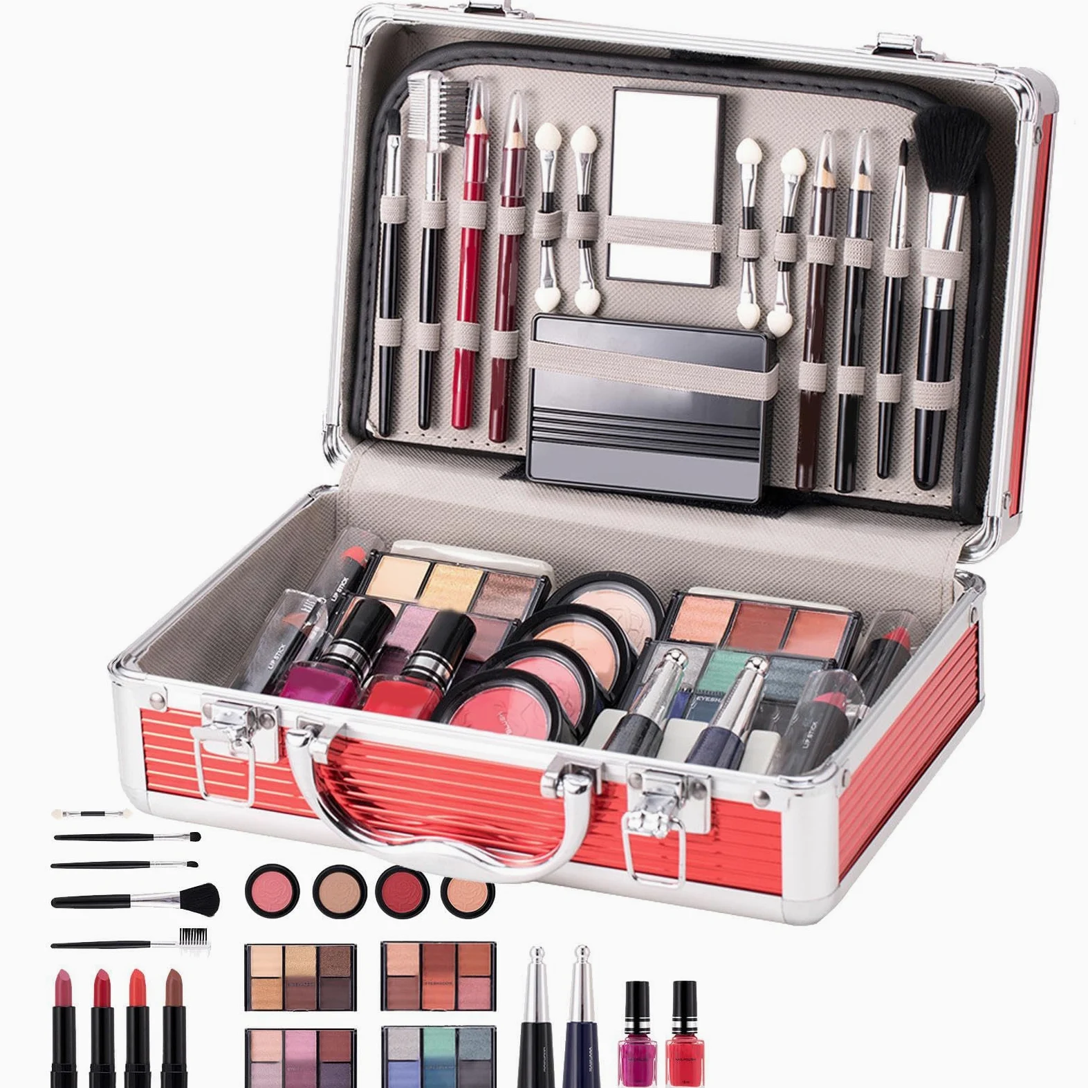 per sopracciglia e pennello, rossetto e smalto, custodia per trucco | bellezza adolescente, kit di trucco compatto, adatto per l'uso in viaggio