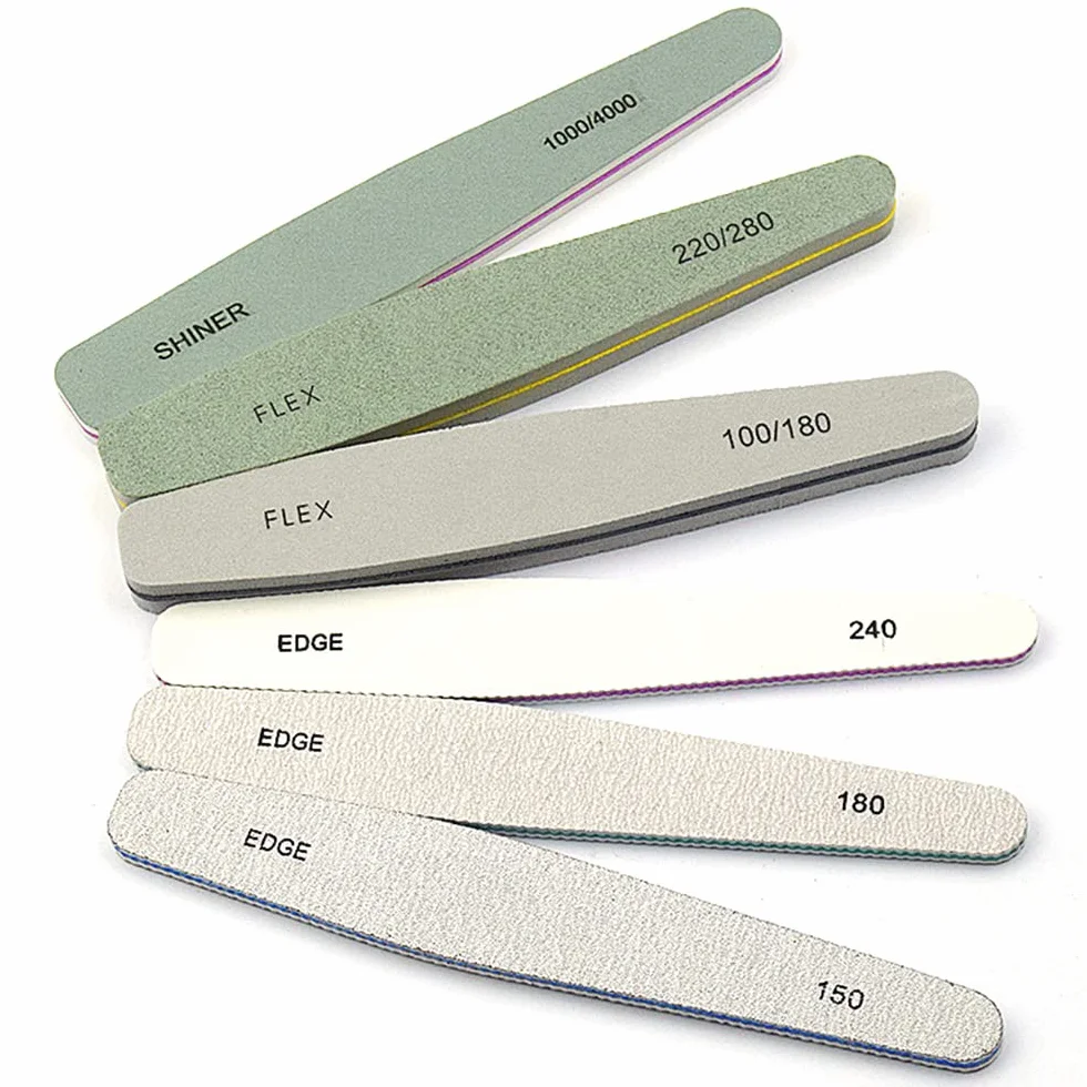Lime unghie professionali multifunzione Lima Unghie a doppia faccia 100 * 180 * 300 * 600 * 1000 * 3000 * 6000 grit Manicure Buffer Double sided per Unghie in Cristallo Naturale Acrilico 6 pezzi