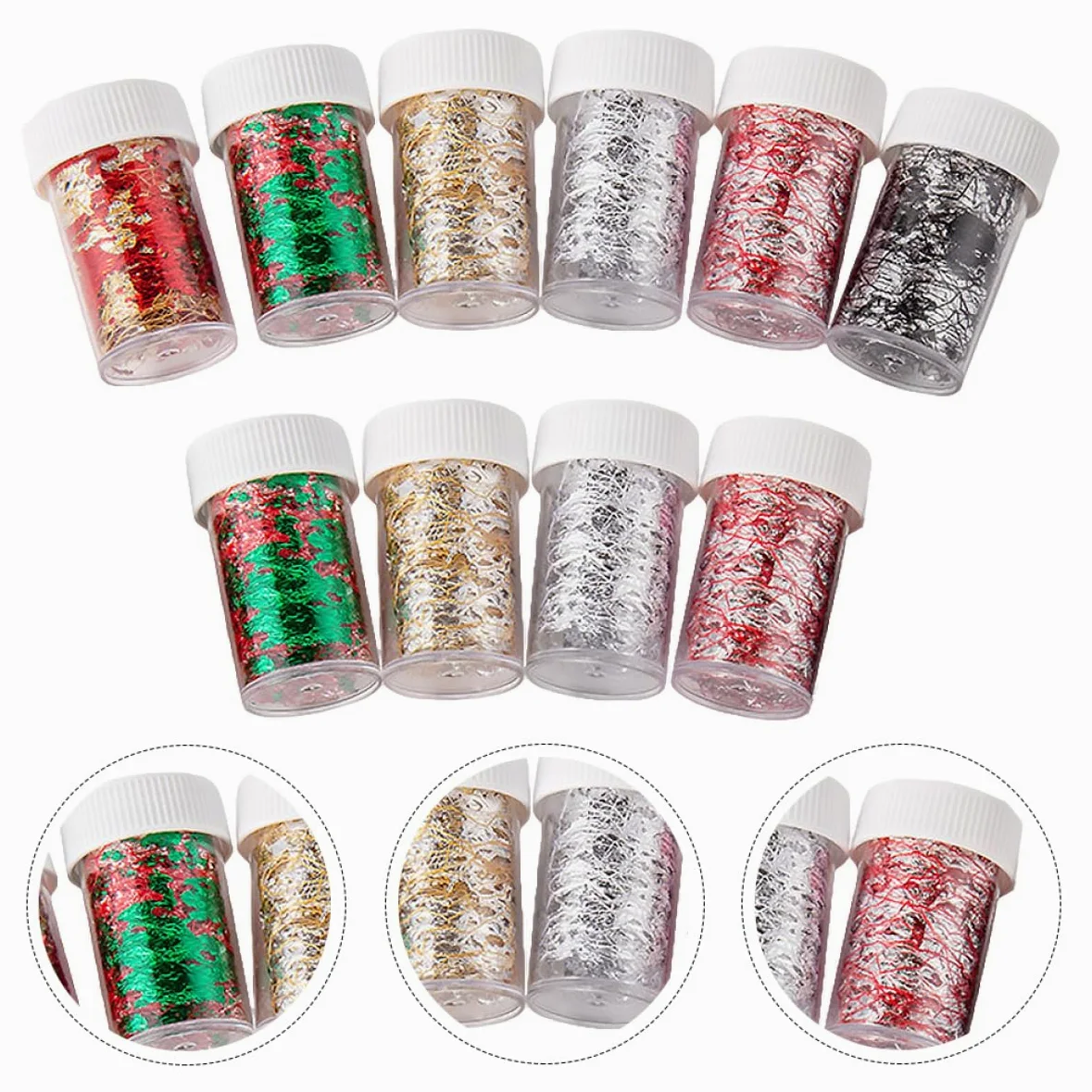 SHERCHPRY 3 Set Adesivi Per Unghie Decorazioni Mesh Per Nail Art Con Design Vari Colori Per Manicure Te Per Donne E Ragazze 10 Pezzi * 3