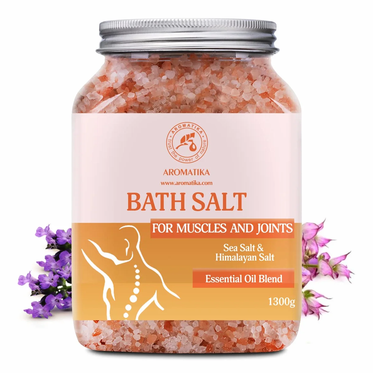 Sale Marino Muscolare & Articolare 1300g - Oli Essenziali Lavanda & Salvia & Rosmarino - 100% Naturali - Lenisce i Muscoli Stanchi Doloranti - Disintossica - per il Bagno - Rilassamento
