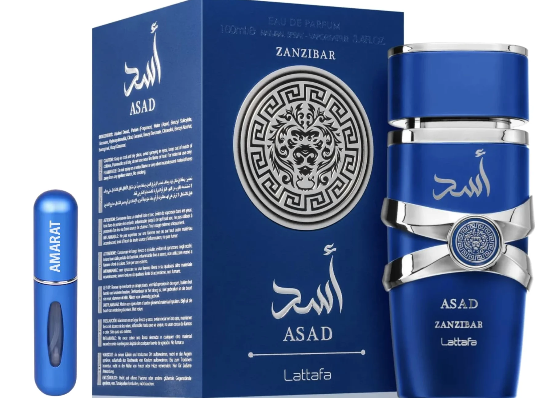 Profumo Asad Zanzibar Originale 100 ml, Eau da Parfum Importato da Dubai Fragranza Fresca e Tropicale a Lunga Durata, Ideale per Uso Giornaliero e Notturno, Include Spray Ricaricabile da 5 ml (Asad
