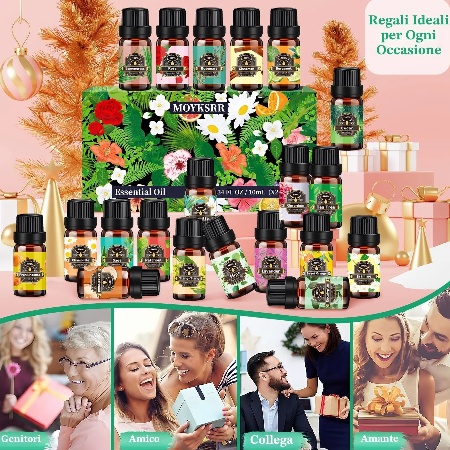 Set oli essenziali 20 x 10 ml per diffusore aromi puramente naturale