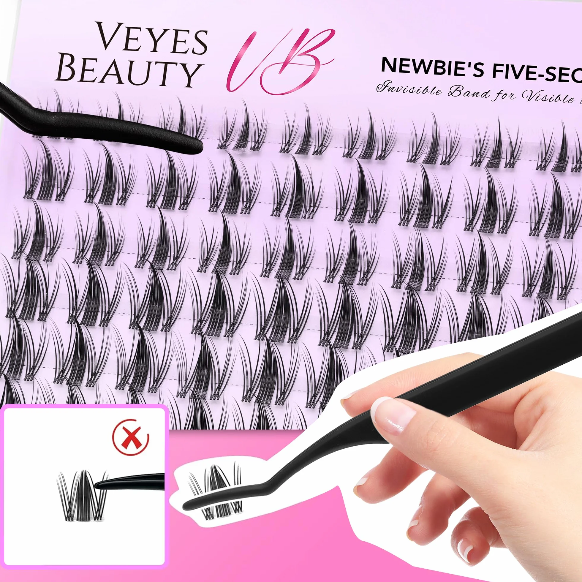 VEYESBEAUTY Lash Extension Kit Ciglia Finte Ciuffetti 8-18mm Bond Remover