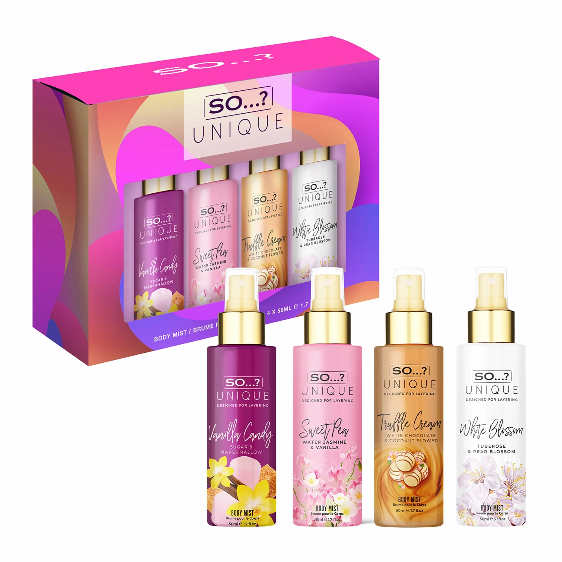 So…? Unique Grande Womens Mini Mist Gift Set, Body Mist Fragrance Spray (4x50ml)