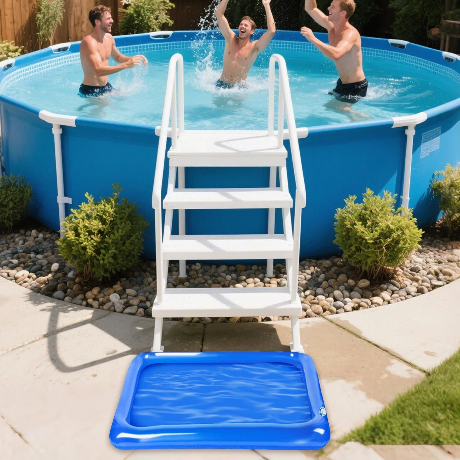 Pediluvio Da Piscina Per Scala – Vasca Per Il Risciacquo Dei Piedi Gonfiabile | Lavabo Per Piscina | Vassoio Pulito Spa | Tappetino Portatile In PVC Da 23,62 X 17,72 Pollici 60 X 45 Cm Per Bambini