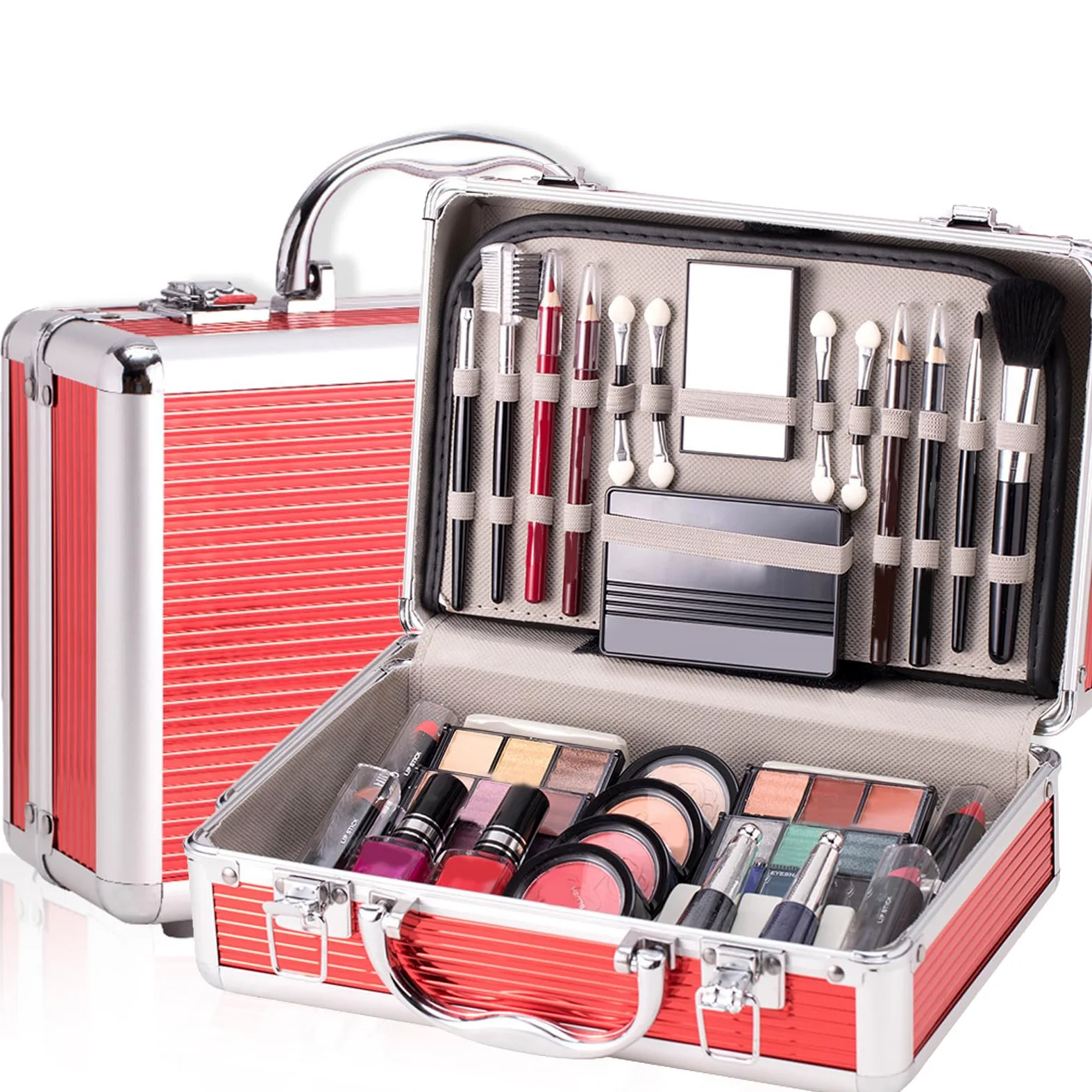 Set trucco per principianti, kit trucco per adolescenti - Set iniziale di | per adolescenti,Ombretto, fard, per sopracciglia, rossetto, smalto, pennello per sopracciglia con custodia