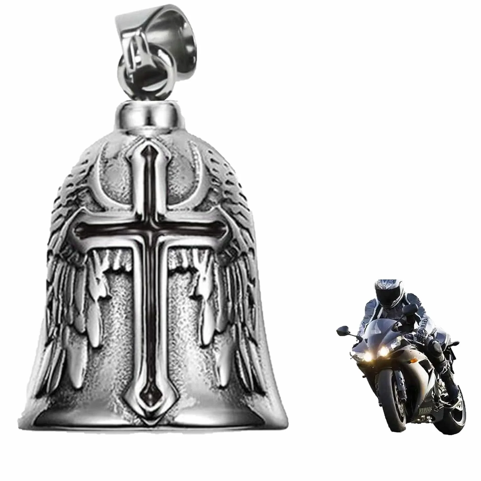 Guardian Bell Campanella Portafortuna Moto Oleoso Angelo Custode Motociclista Portachiavi