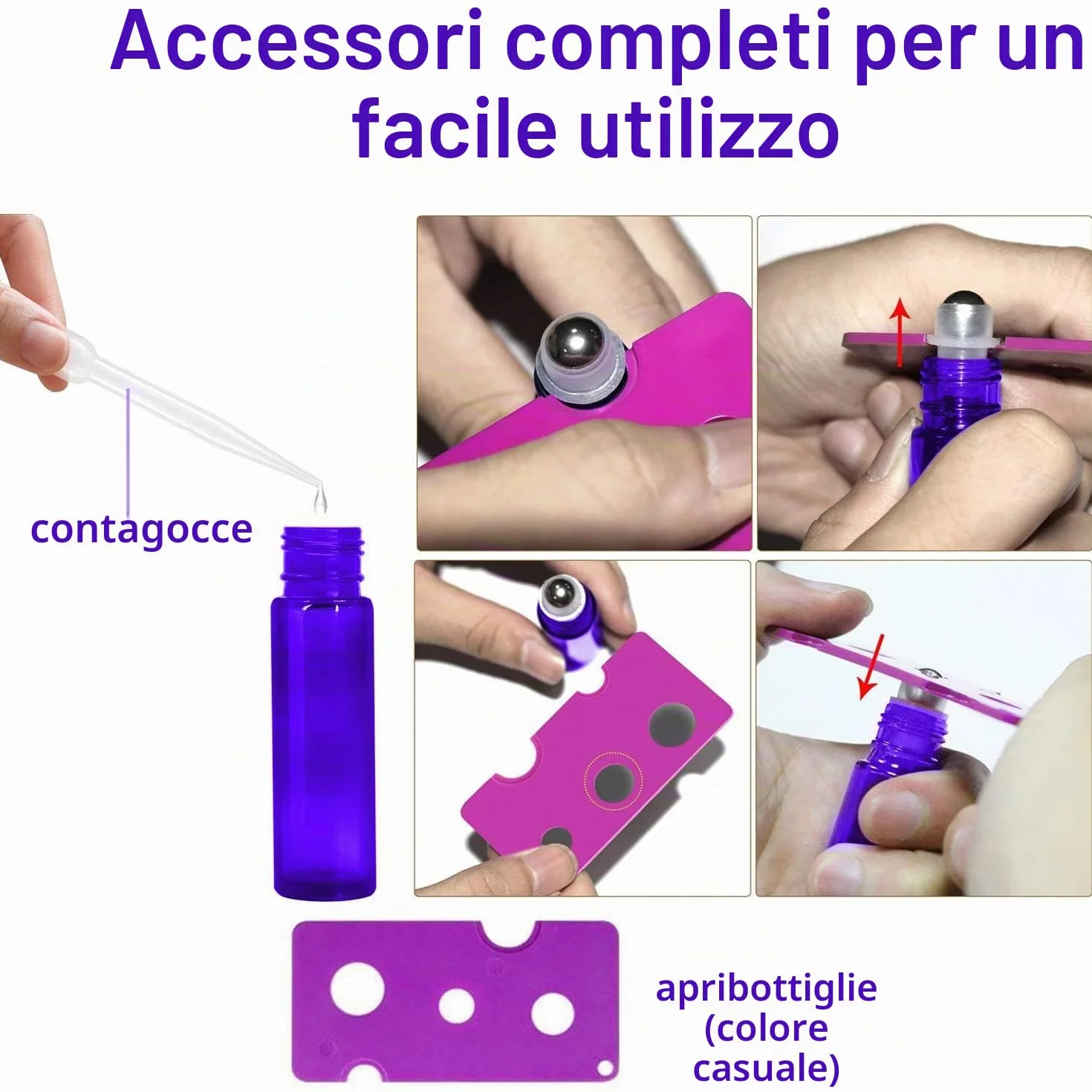 8 Pezzi 10ML Bottiglie Colorate a Rullo in Vetro Spesso, Rotolo di Vetro Vuoto,con Sfere a Rullo in Acciaio Inossidabile,per Oli Essenziali,Oli Profumi,Cosmetici,Massaggi