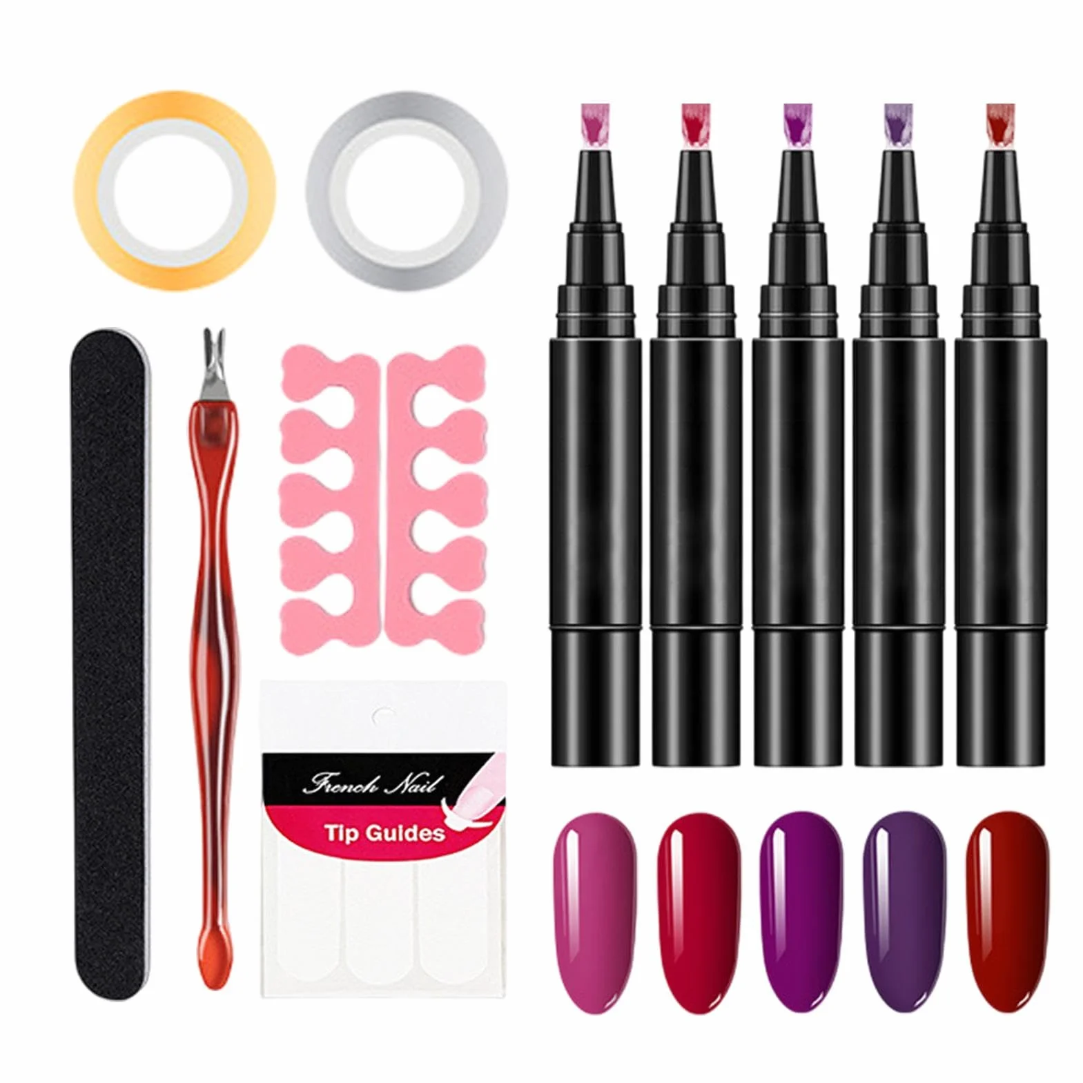 Set Di Per Smalto Per Unghie - Set Di Smalto Per Unghie | Pensi Di Smalto Per Unghie 5x, Strato Superiore Di Base Di Gel, Kit Di Smalto Gel Adatto Per La Casa, Sale
