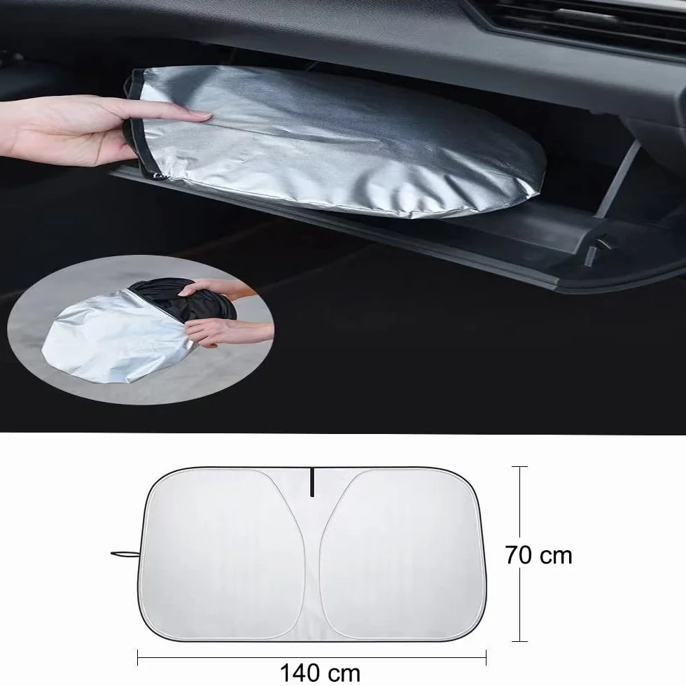 Parasole per Parabrezza Anteriore Auto Protezione UV Visiera Pieghevole Argento 140x70 cm