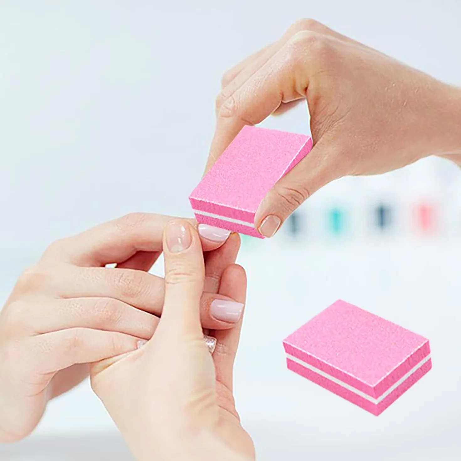 30 Pezzi Buffer per Unghie, Nail Buffer Quadrato Spugna Buffer Unghie Professionale, Adatti per Unghie in Gel e Unghie Acriliche(Rosa)