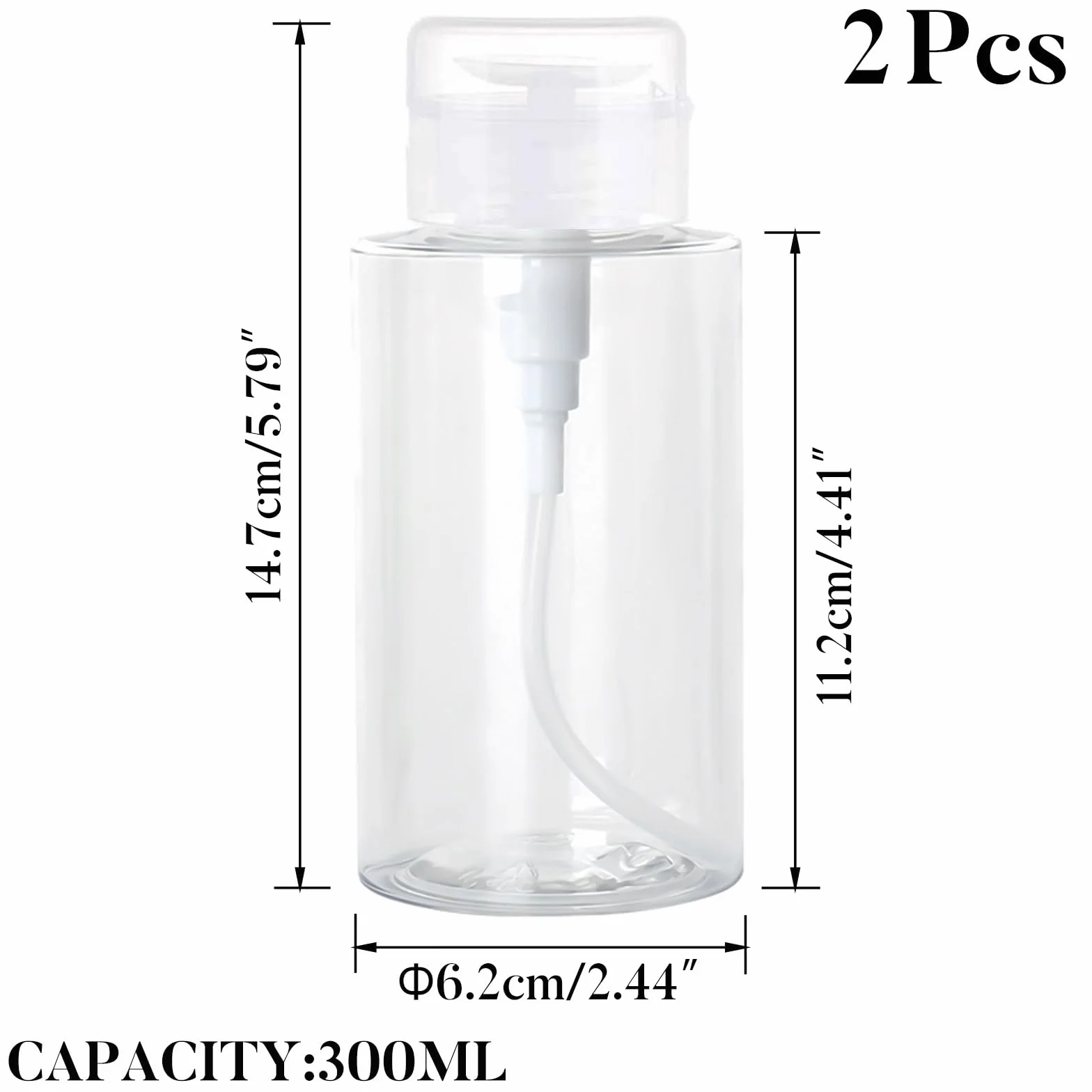 300 ml Dispenser a Pompa, Flacone per Struccante Portatile, 2 Pezzi Vuoto Smalto per Unghie Bottiglie con Erogatore, per Cosmetici e Smalti