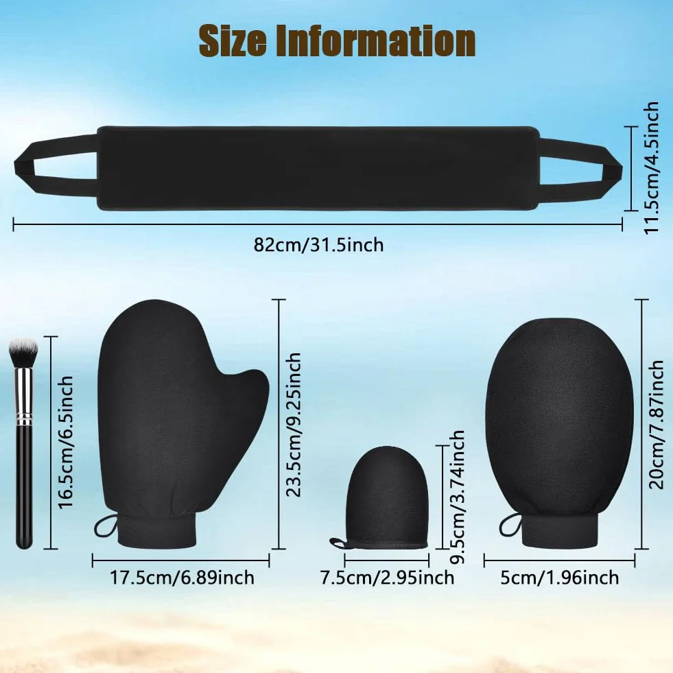 LOPHE Applicatore Abbronzatura, 5 Pezzi Autoabbronzante Guanti Applicatore per Lozione Posteriore, Doppia Faccia Applicatore per Guanti Riutilizzabili Lavabili, per Crema Abbronzante