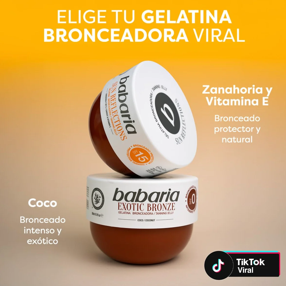 Babaria Gelatina Abbronzante Cocco Bronzo Intenso Acceleratore Abbronzatura Resistente all'Acqua Vegana 300 ml