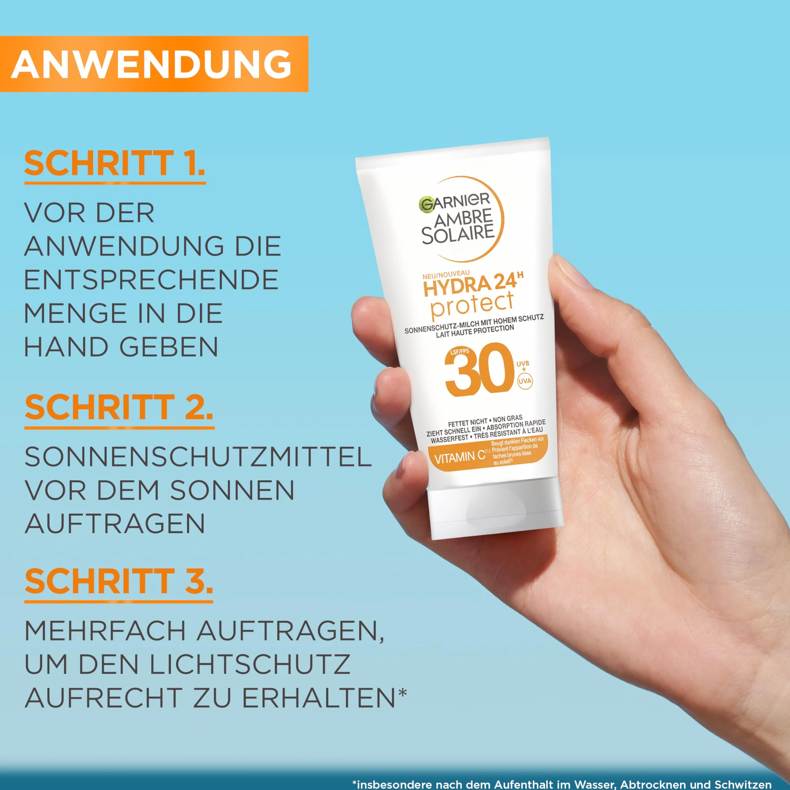 Garnier Ambre Solaire Crema solare/ crema idratante Protezione solare Latte solare/ SPF 30, 50 ml