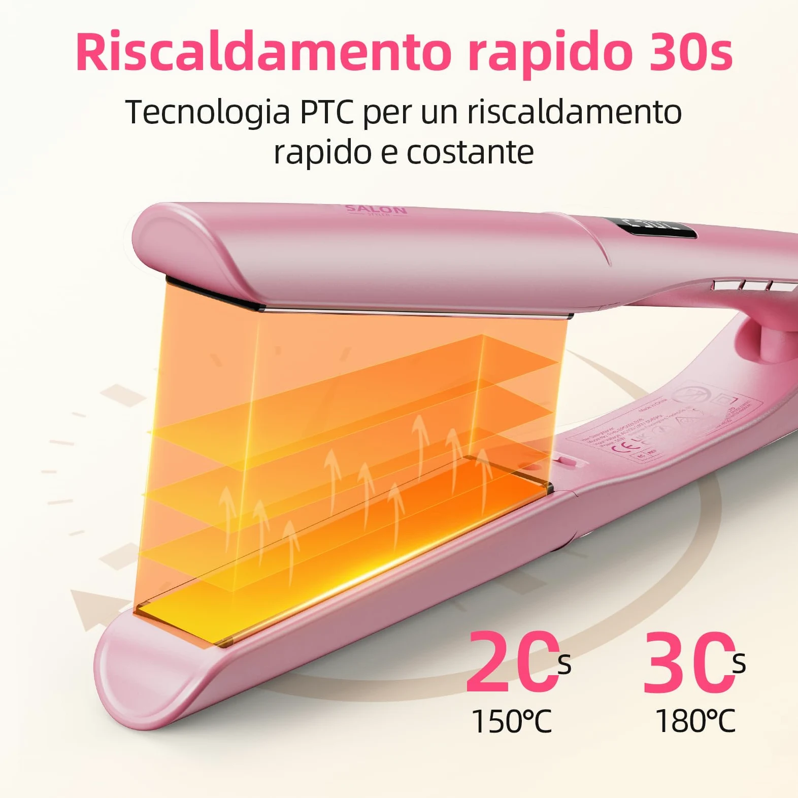 Dekuri 2 in 1 Piastra per capelli e arricciacapelli | piastra liscia in titanio, ferro da stiro a calore rapido 30s, display LCD 120-230℃, piastra capelli ioniche per donne