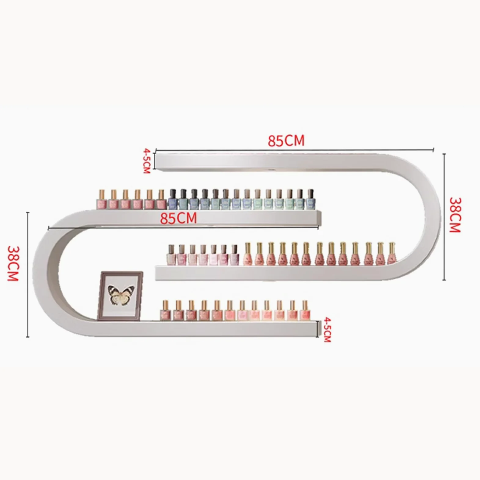 Organizer Versatile in Metallo, Mensola da Parete per Smalto A Forma di U, per Riporre Smalti, Oli Essenziali, Bottiglie di Profumo,Nero