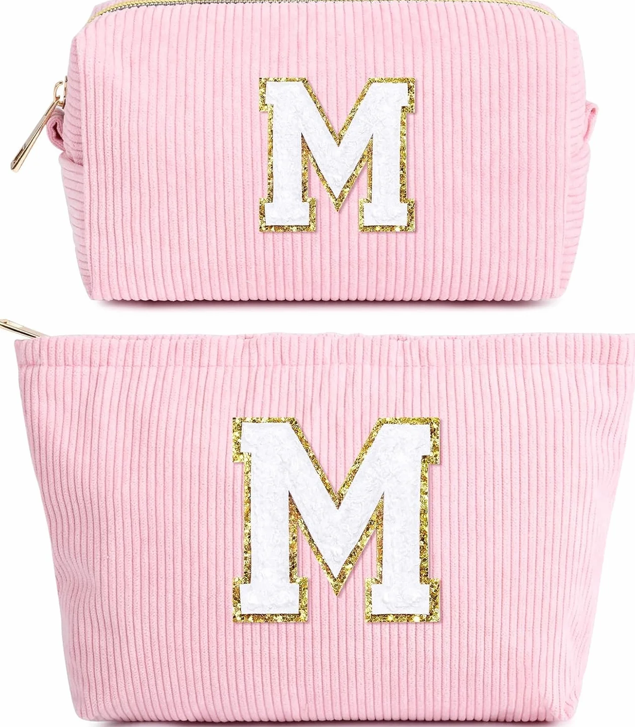 Borsa per Cosmetici Donna Iniziale Pochette Trucchi Viaggio Trousse Organizer Grande Rosa Beauty Case Regalo(M)