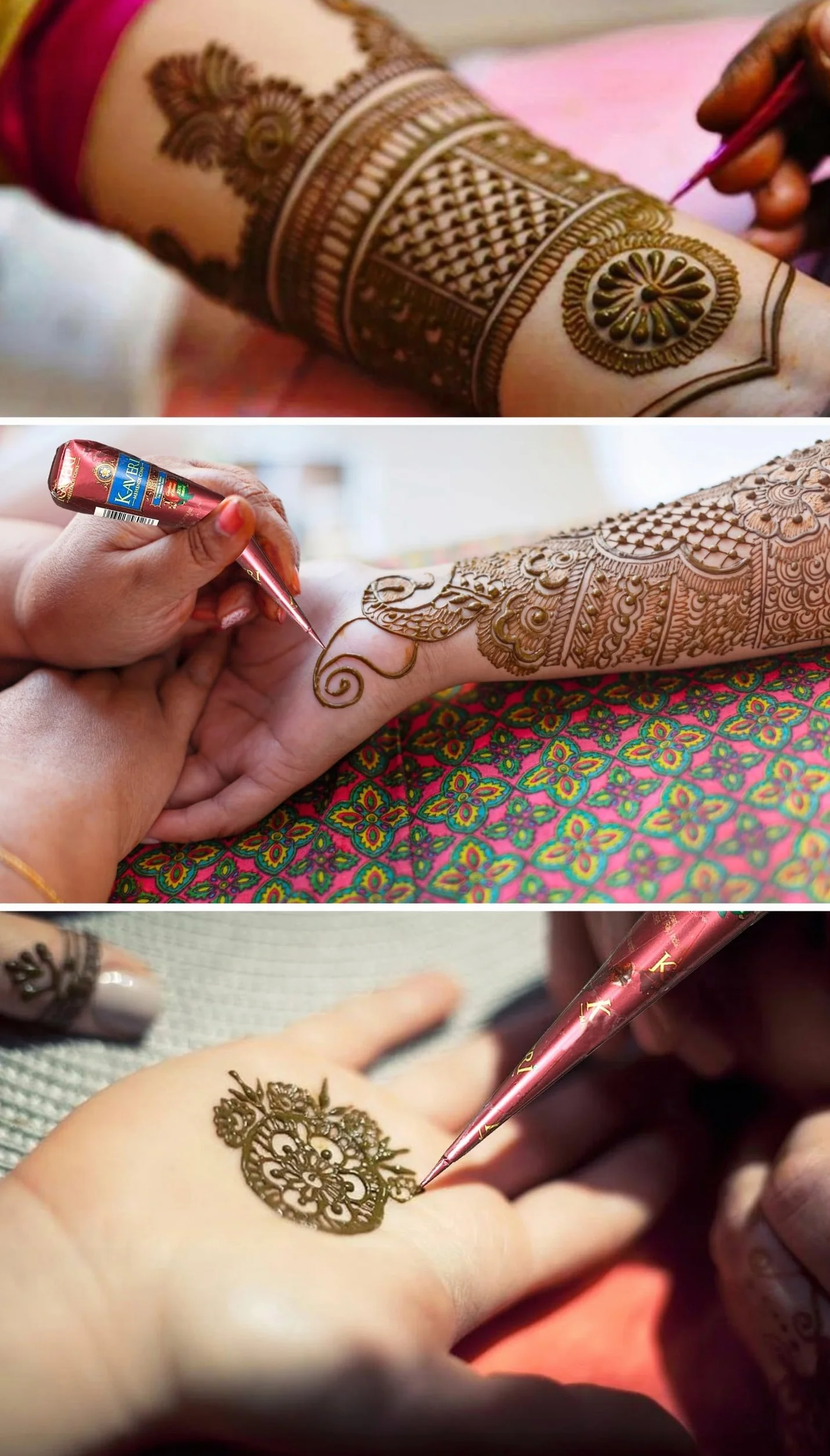 Henné Kaveri 100% Natural Mehendi Cone 4 x 25 g, Senza Sostanze Chimiche, Senza PPD