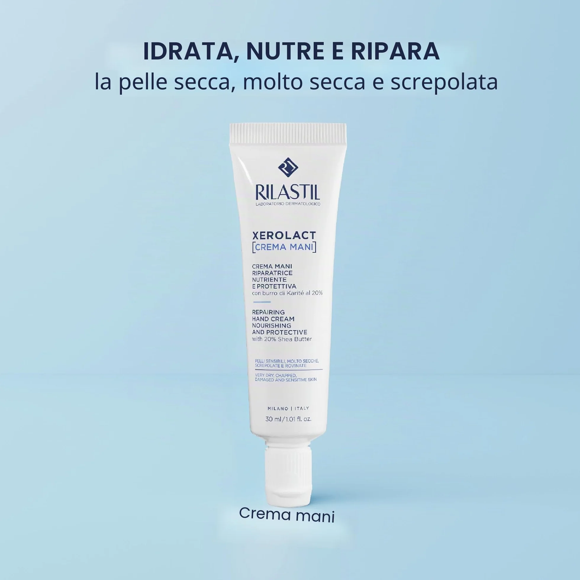 Rilastil Xerolact Crema Mani Riparatrice 100ml per Pelli Sensibili e Molto Secche