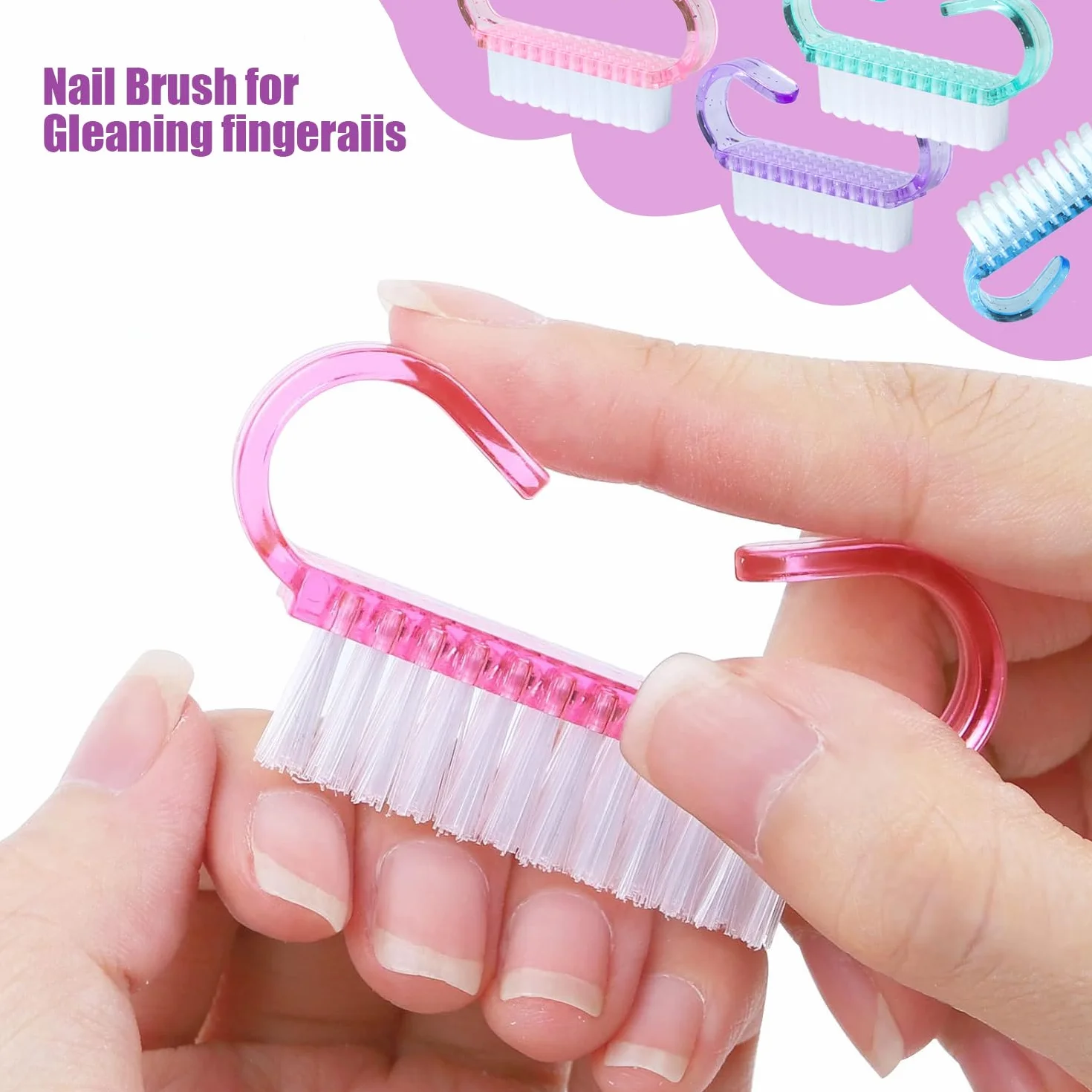 24 Pezzi Spazzolino Unghie,Pennello per Unghie,Pennello con Manico in Plastica Strumento di Pulizia per Nail Art, Spazzola per la Pulizia delle Mani, Pulizia e Lavaggio Quotidiano