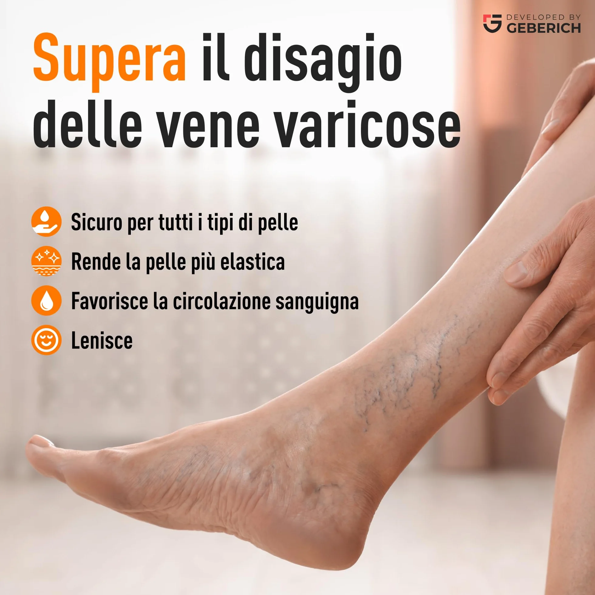 Crema Anti-Varicose VARITONE | Gambe Stanche e Pesanti | con Mentolo, Centella Asiatica, Olio di semi d’uva e 12 Attivi Botanici | 100 ml | 100% Naturale Senza Parabeni