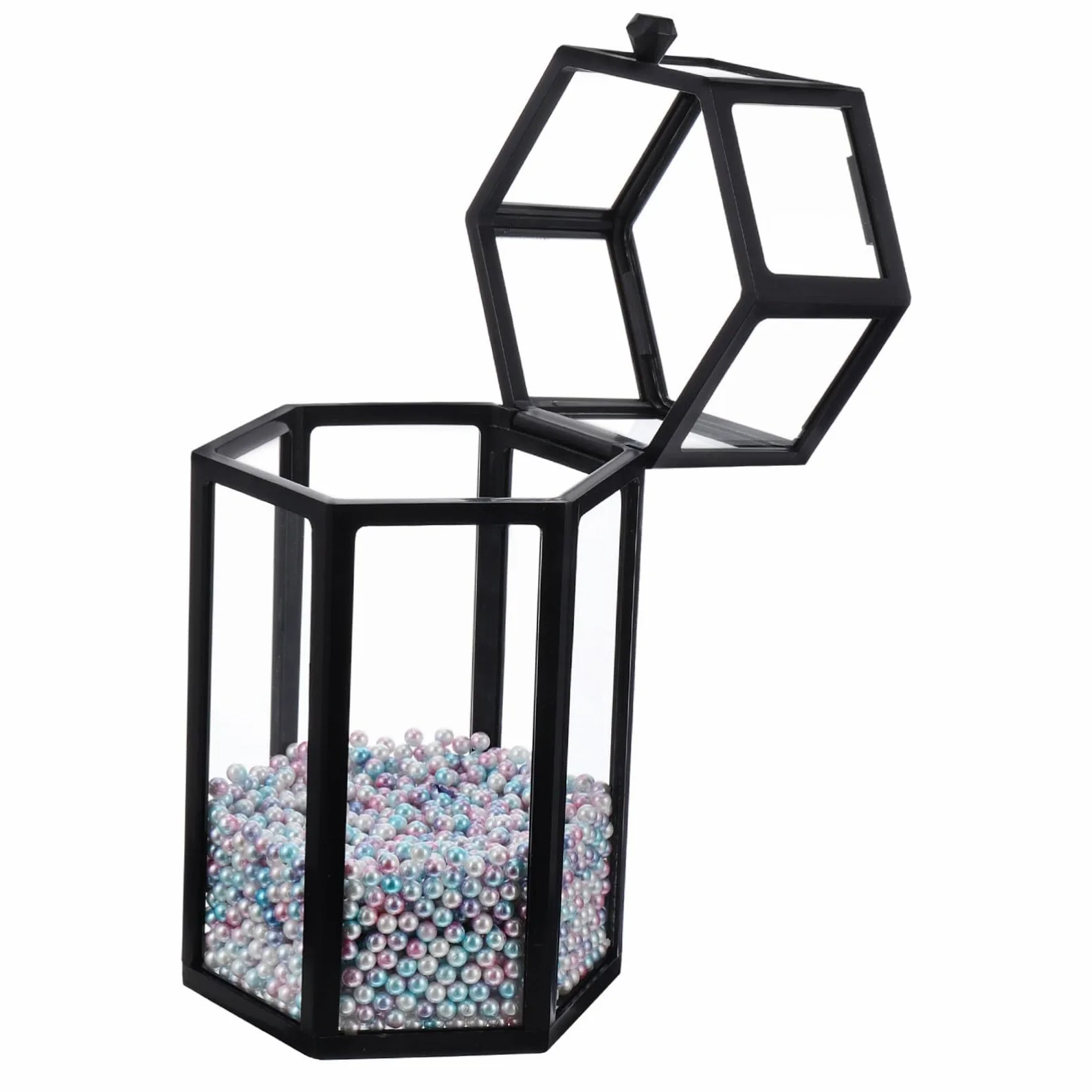Porta Pennelli Cosmetici in Vetro Coperchio Decorativo per Toeletta Organizer per Eyeliner da Scrivania Contenitore per Pennelli in Vetro