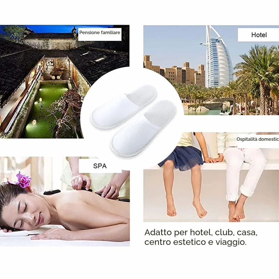 Kiuiom Pantofole Antiscivolo Riutilizzabili Lavabili 4 Paia Unisex Bianco