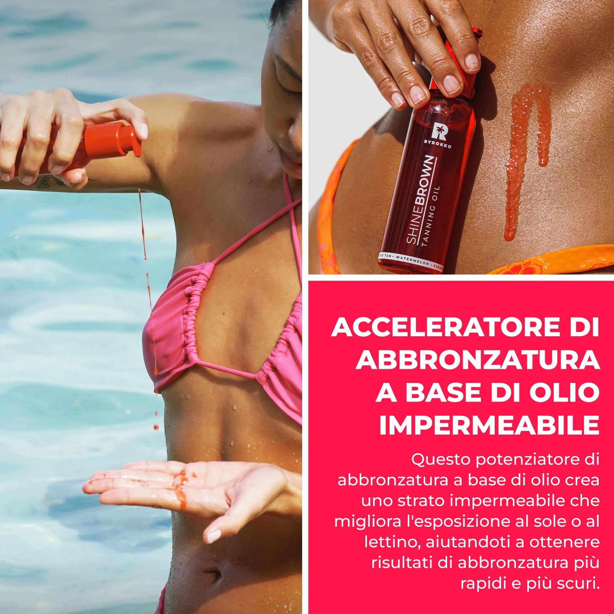 BYROKKO Shine Brown Watermelon Olio Abbronzante Solare 145 ml Acceleratore di Abbronzatura