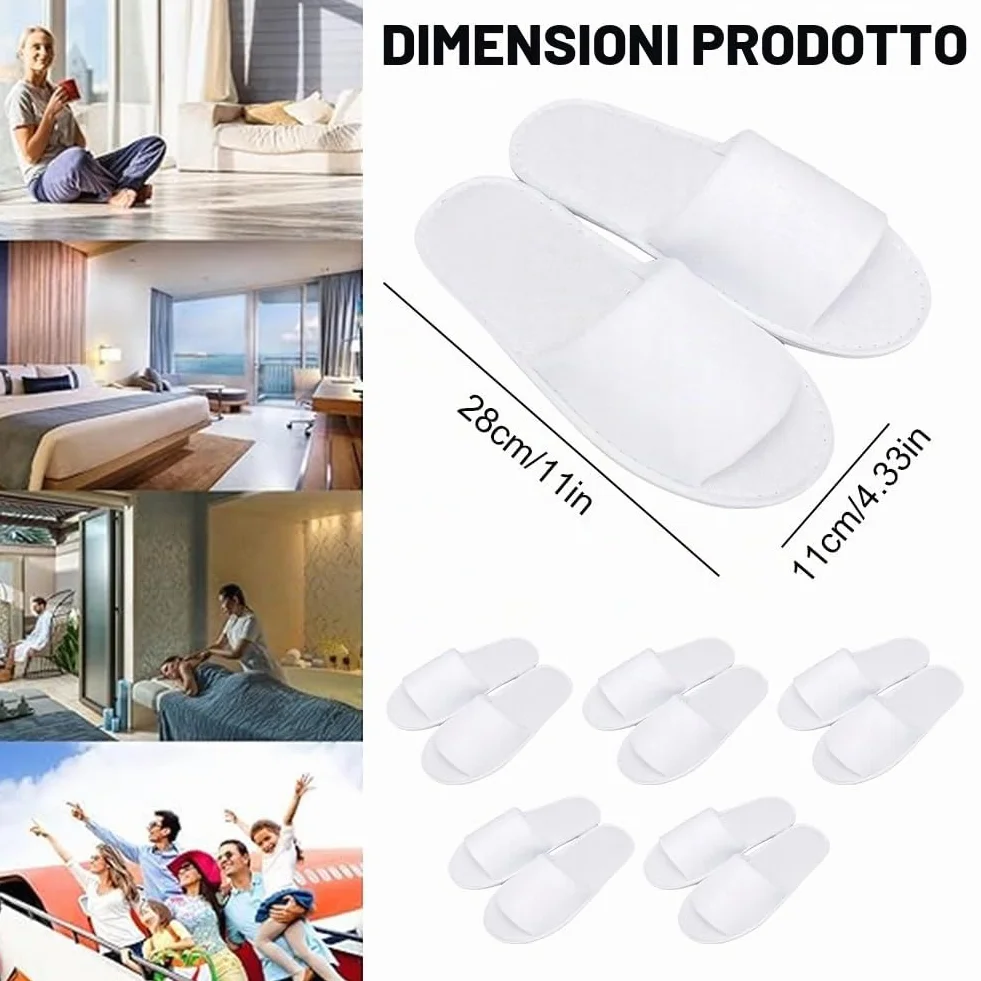 KARELLS Pantofole Antiscivolo Premium 5 Paia Usa e Getta in Spugna Ciabatte Ospiti in Lino di Cotone