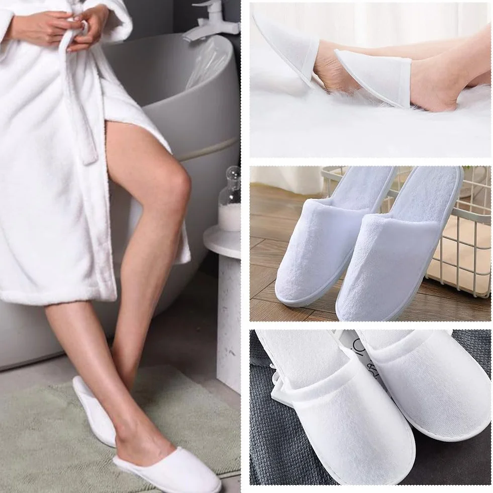 Pantofole Usa e Getta Antiscivolo, 3 Paia Monouso, Ciabatte per Ospiti Hotel, Pantofole in Spugna Premium Unisex
