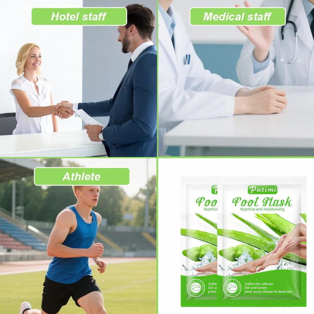 2 Paia Maschera Piedi Esfoliante Aloe ver, Maschera Esfoliante Piedi, Maschera Peeling Piedi, Rimozione Della Pelle Morta e Calli, Maschera per Piedi Efficace Cura dei Piedi i Scrub Piedi