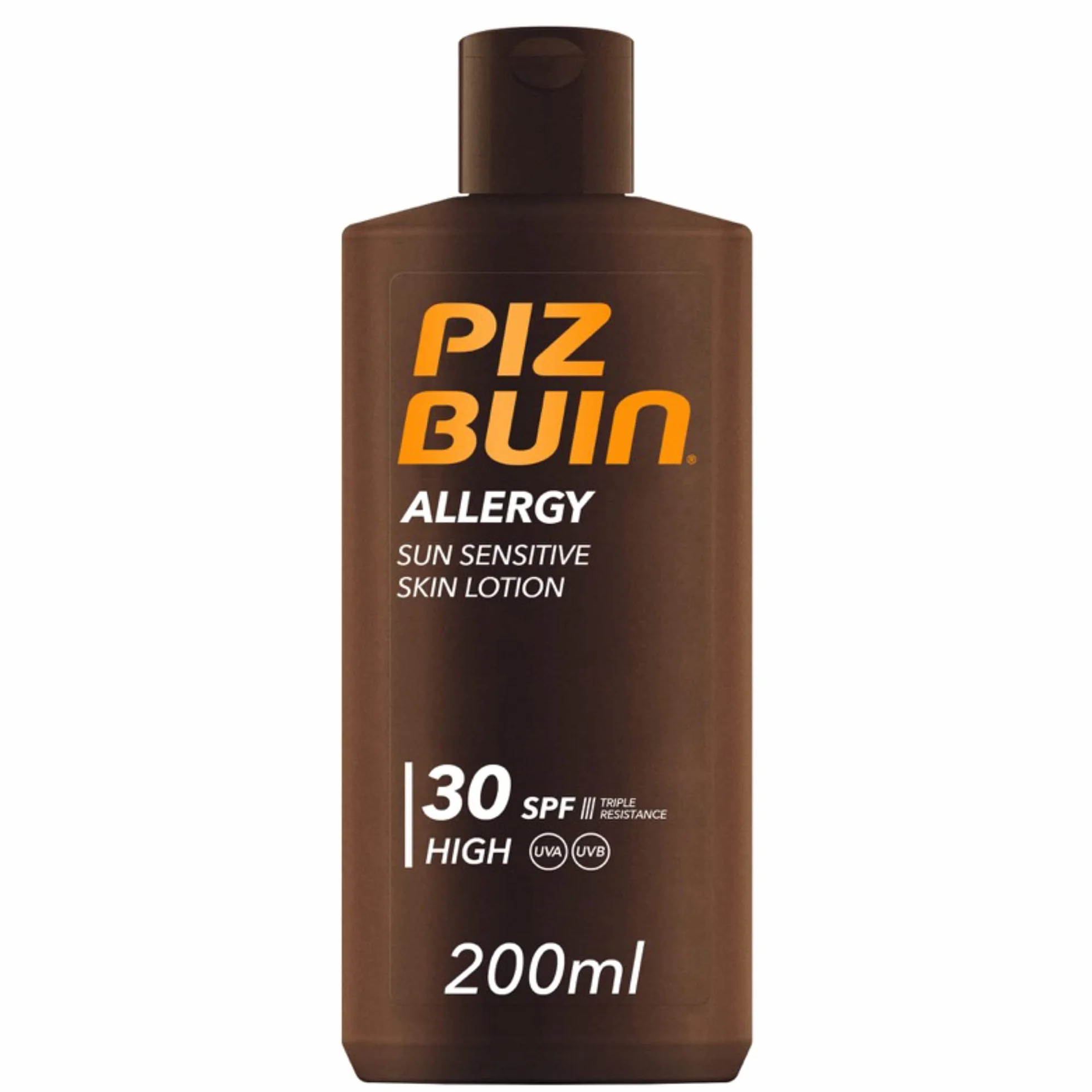 PIZ BUIN Allergy Latte Solare SPF 30, Crema solare 30 per pelli delicate e sensibili al sole, Protezione solare 30 con filtro solare UVA/UVB, Latte solare SPF 30 resistente all'acqua, 200 ml