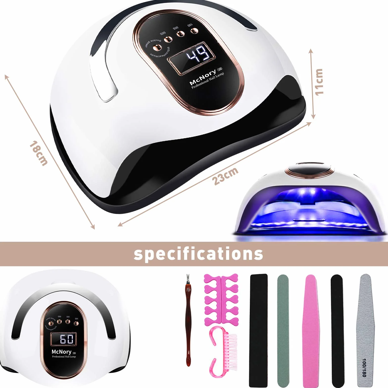Lampada Unghie UV LED,168W Professionale Fornetto per Manicure/Pedicure Permanente Smalto Semipermanente 4 Timer con 10s/30s/60s/99s Display LED Automatico Sensore