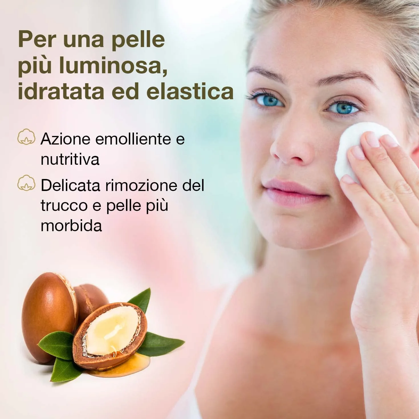 COTTON SOUND ARGAN Maxi Dischetti Struccanti 40 Pezzi, Dischetti 100% Cotone con Microcapsule d'Argan, Azione Emolliente, Lato Liscio e Lato Goffrato, Made in Italy
