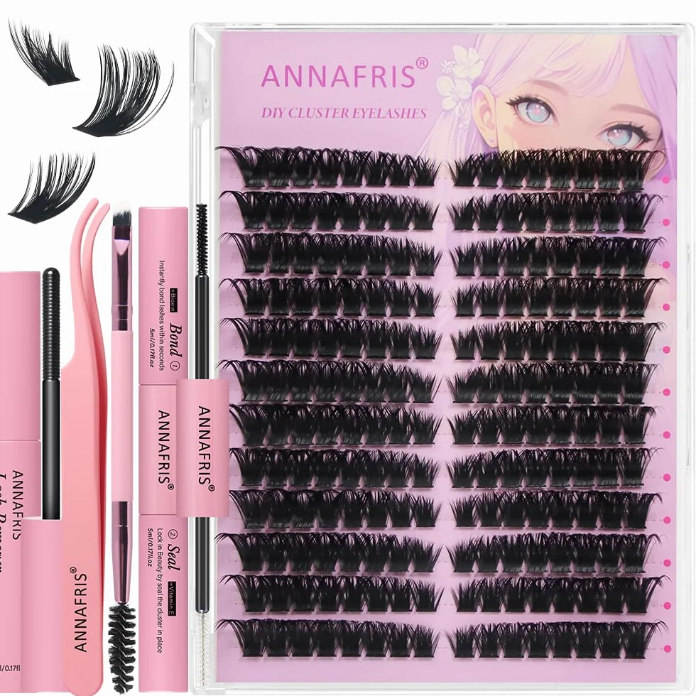 Ciglia Finte Ciuffetti Kit Naturali DIY Extension Ciglia Cluster Lashes con Pinze (HS,100P)