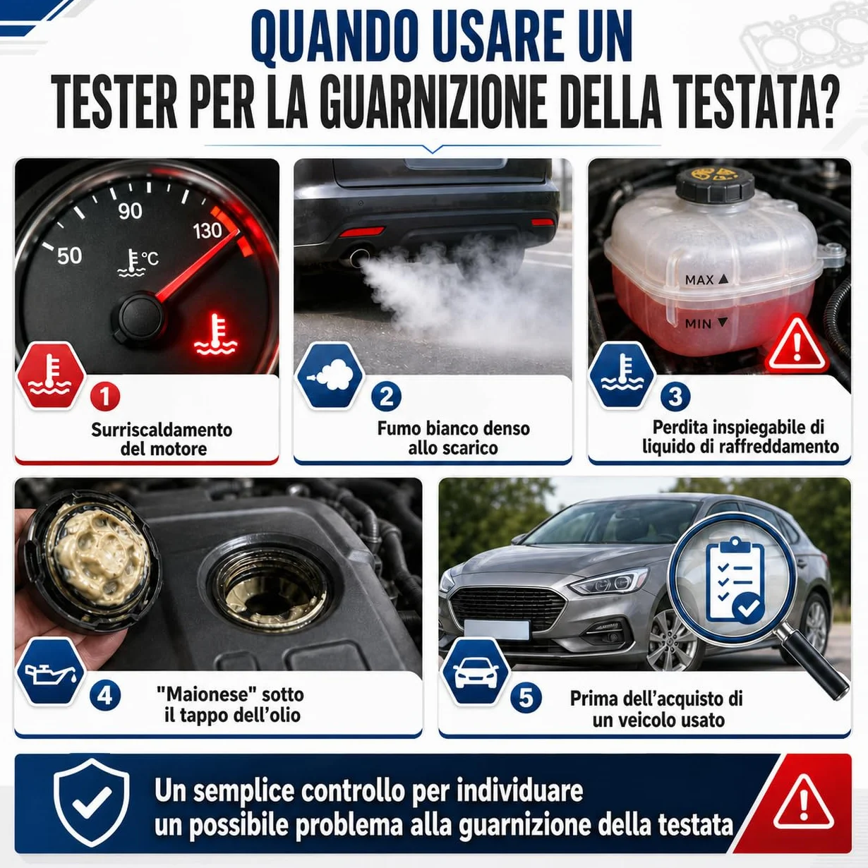 Tester per Guarnizione Testa Cilindrica 50 Test Rilevatore Perdite CO₂ Benzina Diesel Kit Universale Liquido Reattivo Blu
