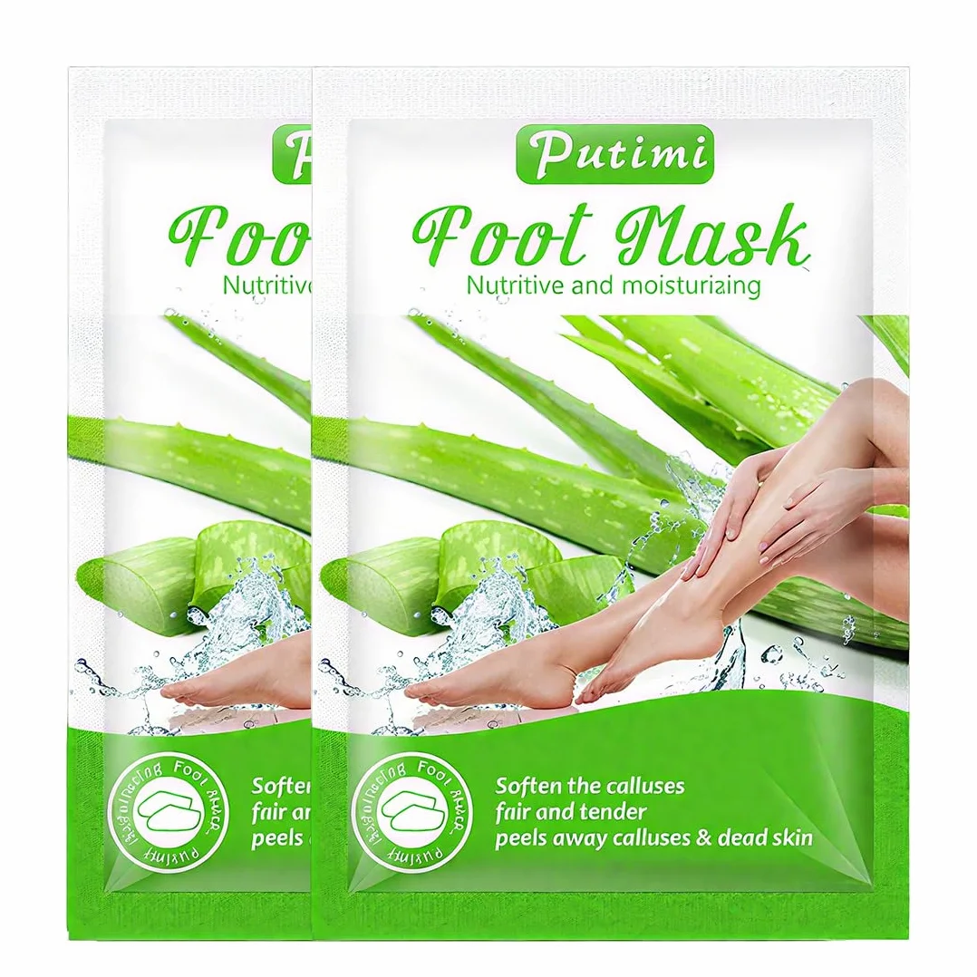 2 Paia Maschera Piedi Esfoliante Aloe ver, Maschera Esfoliante Piedi, Maschera Peeling Piedi, Rimozione Della Pelle Morta e Calli, Maschera per Piedi Efficace Cura dei Piedi i Scrub Piedi