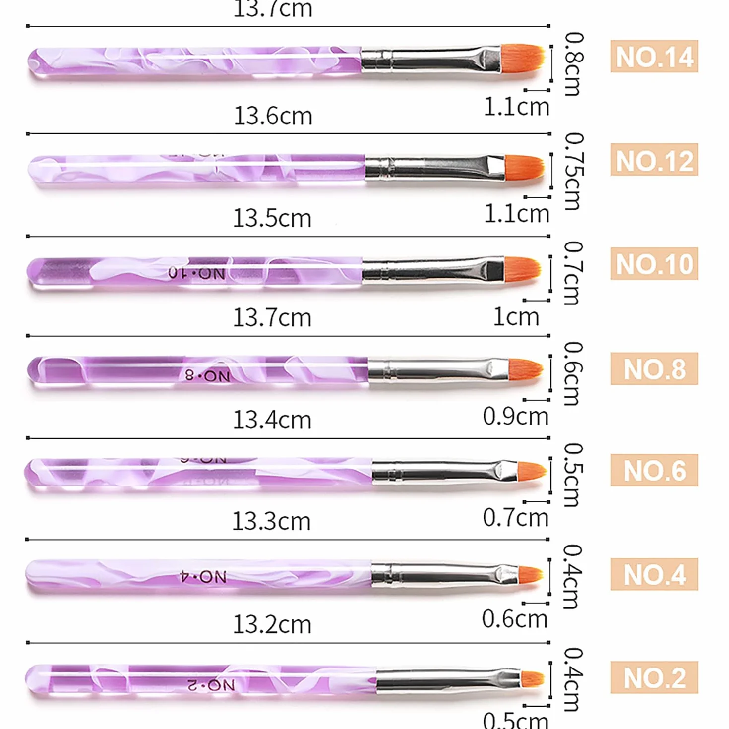 7 pennelli acrilici per unghie, gel UV, unghie in acrilico, set per unghie in gel