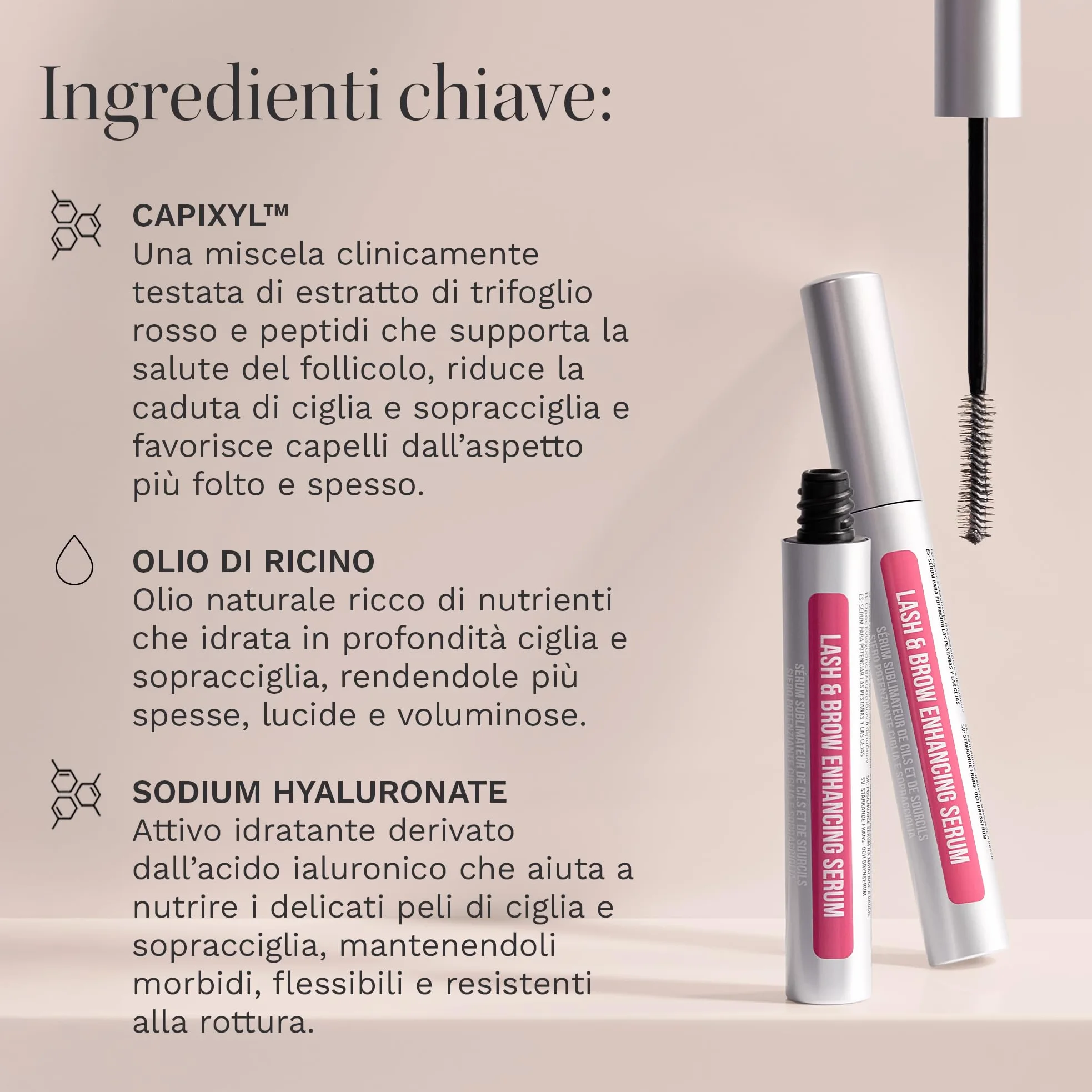 HAIR BURST Siero Ciglia & Sopracciglia - Senza Ormoni, Ciglia Folte 9ml | Siero ciglia con olio di ricino & sodio ialuronato - nutre ciglia e sopracciglia per uno sguardo più folto e definito