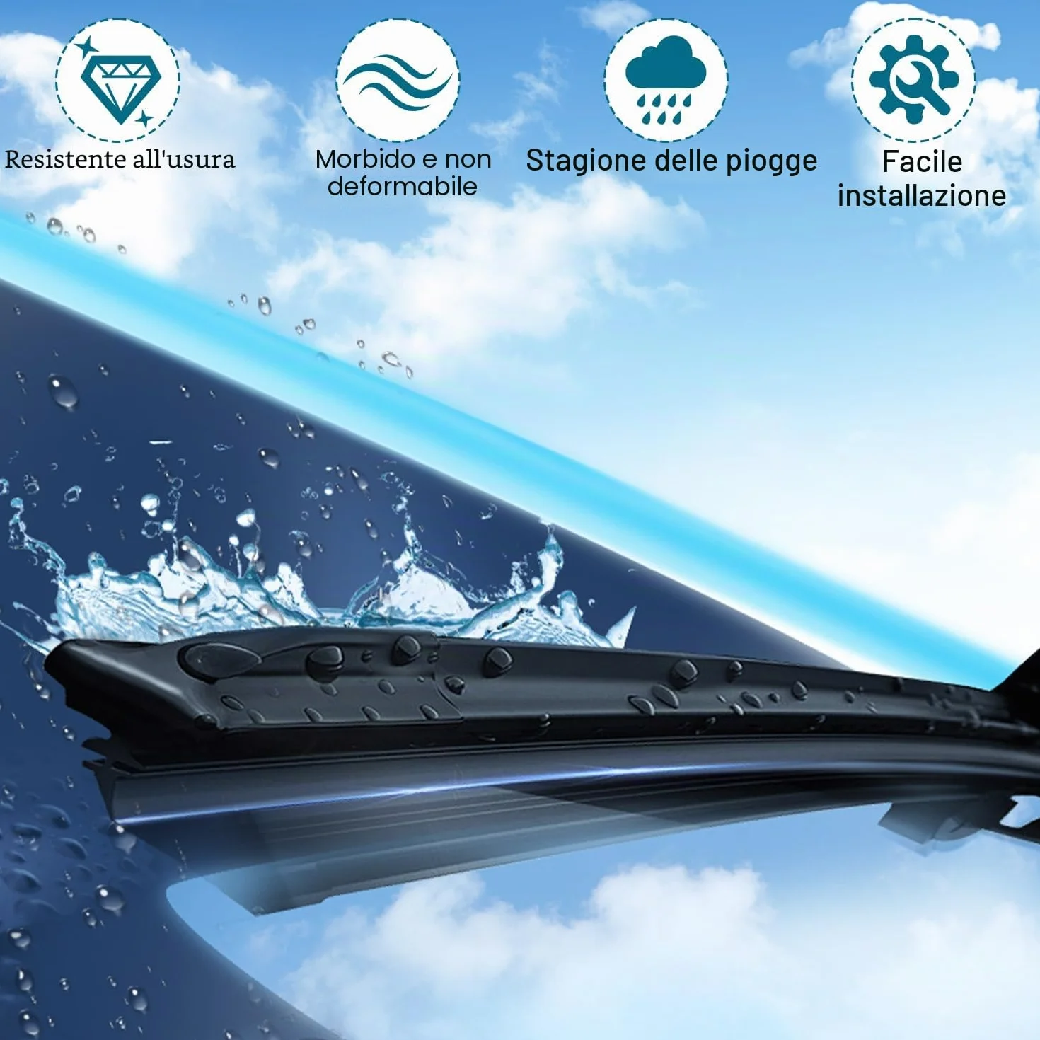 Gomme per Tergicristalli Universali 800 mm, Al Metro, Compatibili con Tutti i Tergicristalli