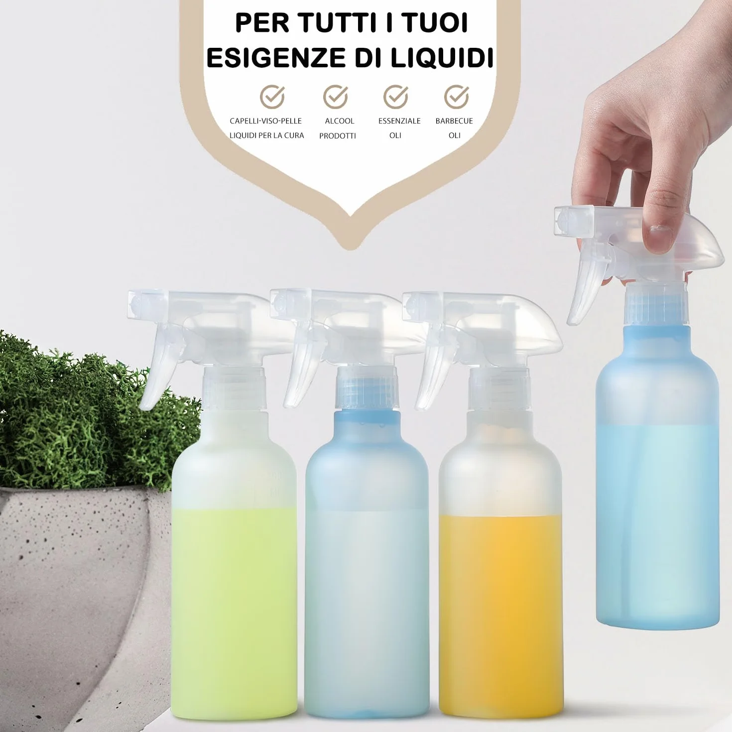 VEXPLO Spruzzino Nebulizzatore 300ml, Bottiglie Spray Vuote in Plastica Senza BPA, Regolabile Mist/Stream, Confezione da 2