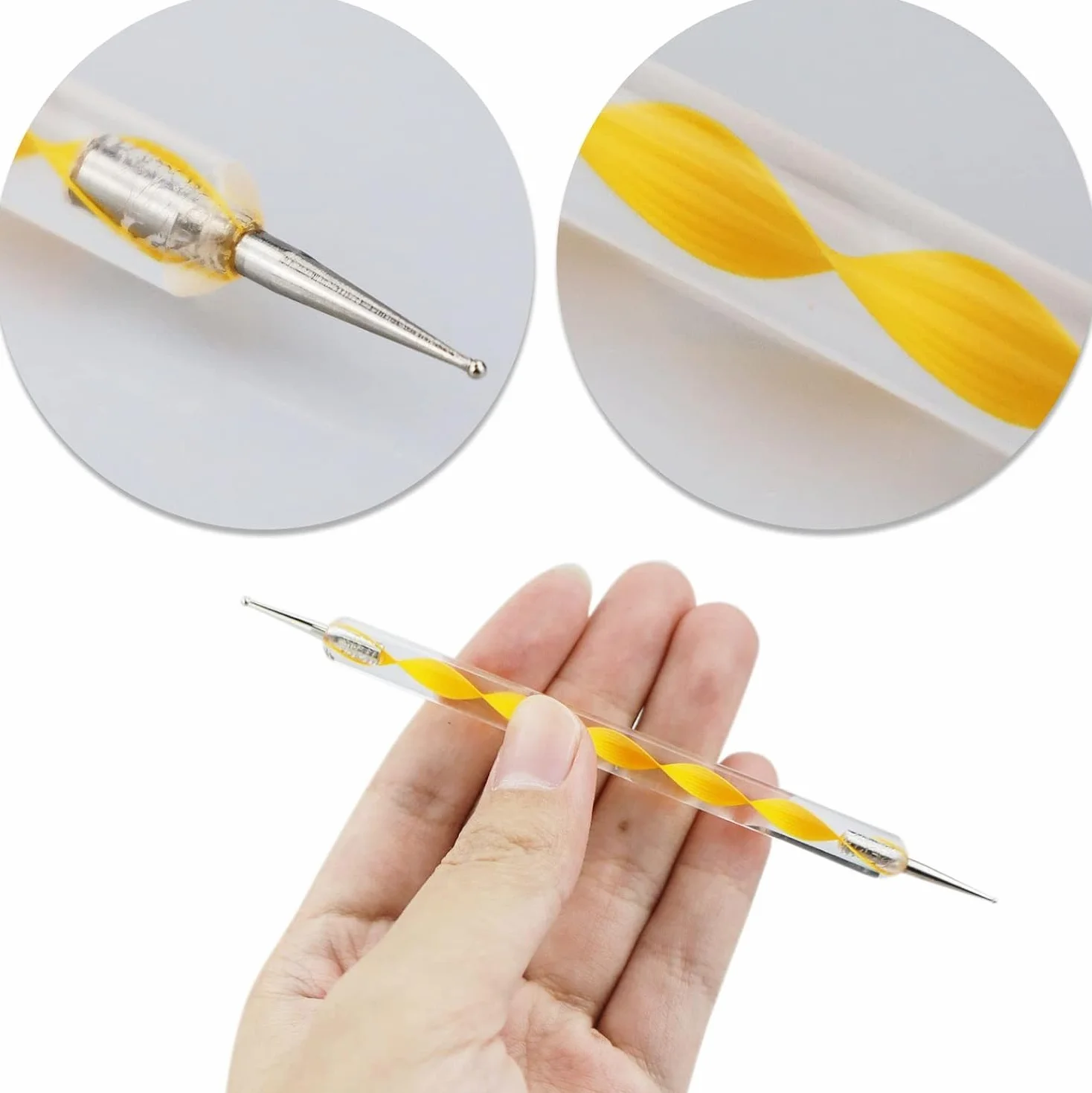 5 pezzi Dotting Pen, Pennelli Nail Art, nail art pens, doppia punta, con 1 pezzo di 5 g piccolo flacone rotondo, per nail art, fai da te, nail design, salone di bellezza, salone di manicure