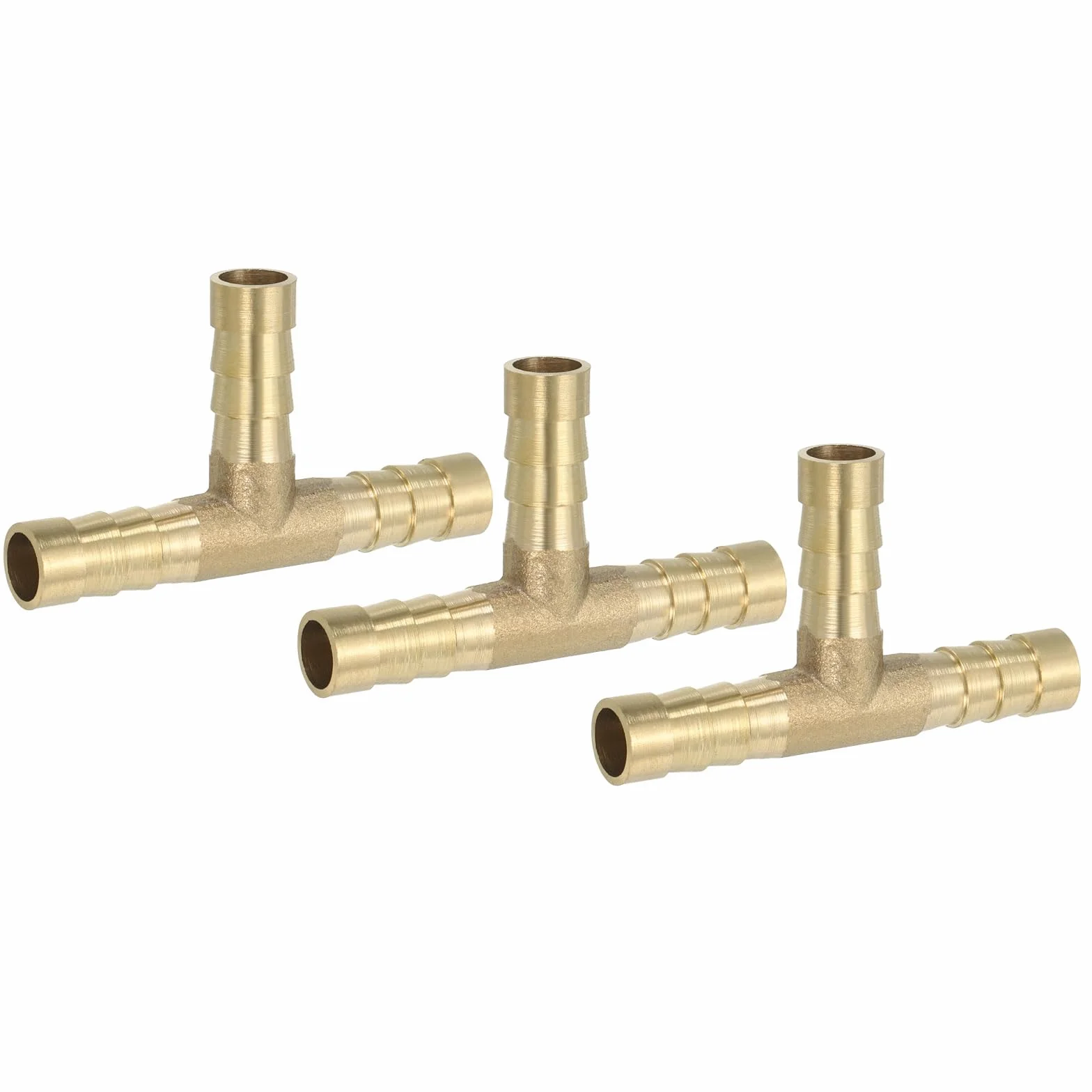PATIKIL 5/16" Raccordo A T In Ottone Per Tubi, 3 Pezzi 3 Vie Union Intersezione A Forma Di T Con Barbe Divise Per Aria Acqua Carburante Gas Liquido, Dorato