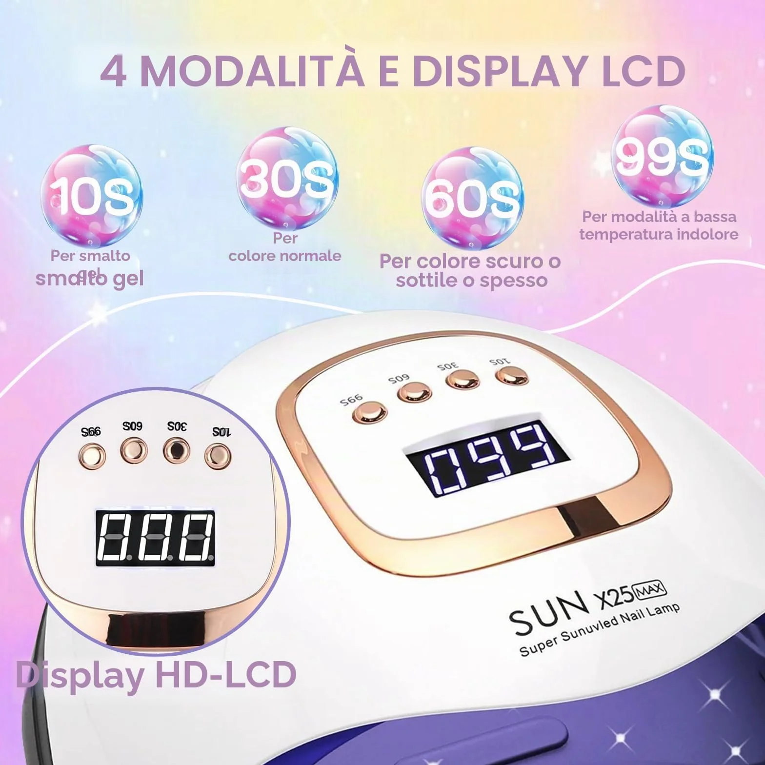 Lampada UV LED Unghie Professionale 380W 81 Perle 4 Timer LCD Display Sensore Automatico
