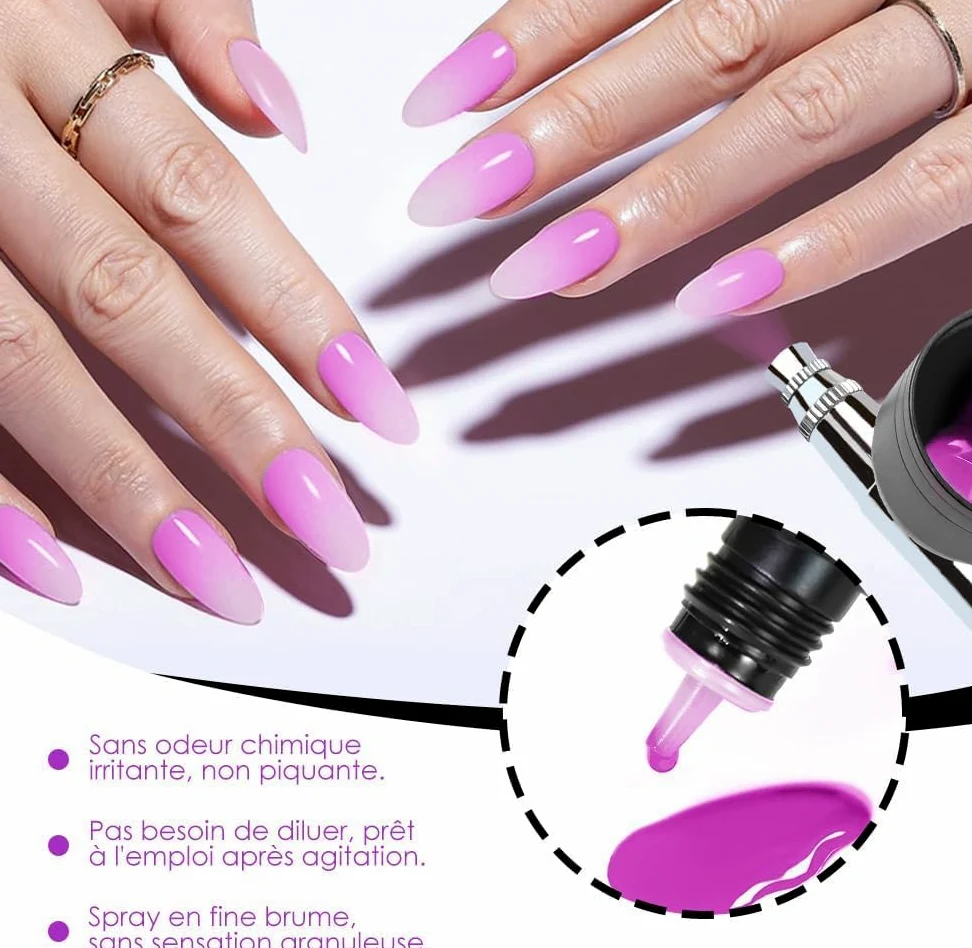 FAVAI Smalto in gel per aerografo, senza acetone, 12 x 15 ml, per aerografo, UV con nebulizzazione fine, smalto per unghie senza diluizione, nail art fai da te