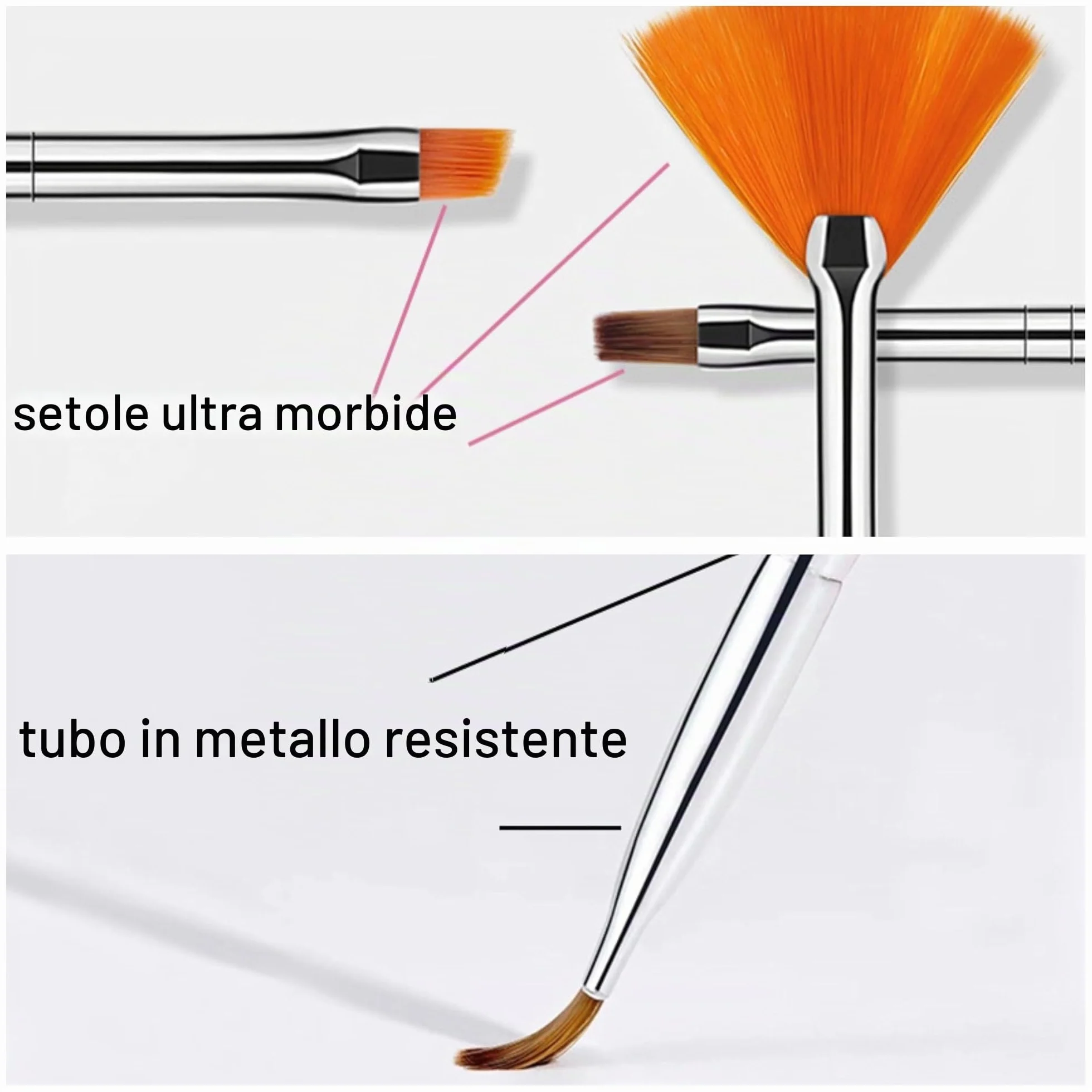 ‌Set di Pennelli per Nail Art, 20 pezzi Pennelli per Design su Unghie, Pennelli Professionali per Design di Nail Art, Pennelli Fine Liner per Unghie, Nero