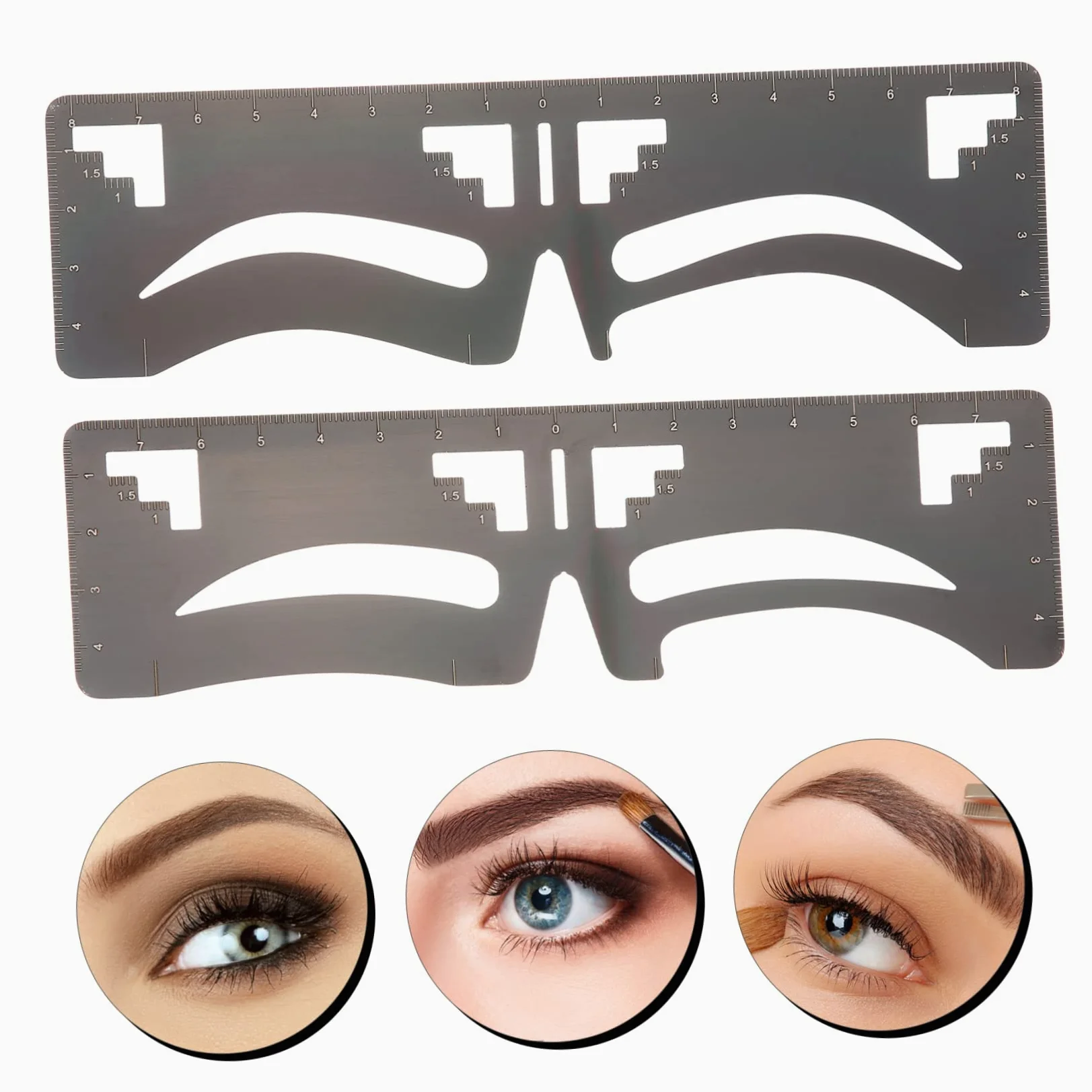 POPETPOP 8pezzi Ruler Per Sopracciglia Acciaio Inossidabile Guida Per Tracciare Sopracciglia Strumento Di Makeup Per Donne e Ragazze Design Facile e Pratico